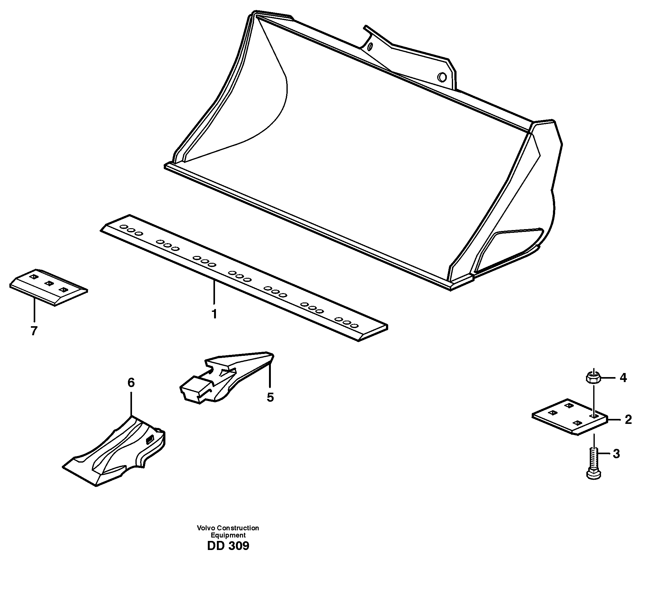 Схема запчастей Volvo EW140 - 15205 Bucket, straight with teeth ATTACHMENTS ATTACHMENTS BUCKETS