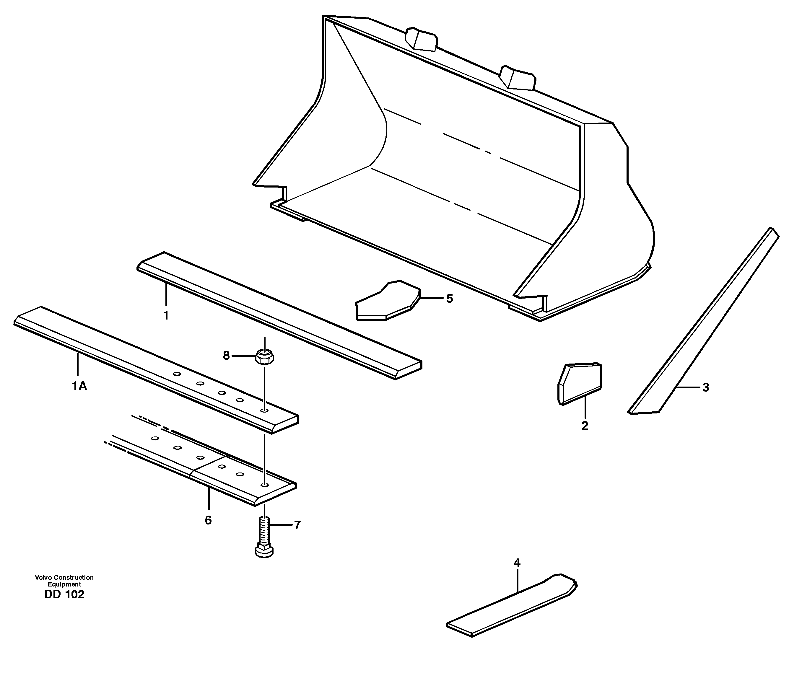 Схема запчастей Volvo EW160 - 17861 Bucket, straight lip without teeth ATTACHMENTS ATTACHMENTS BUCKETS