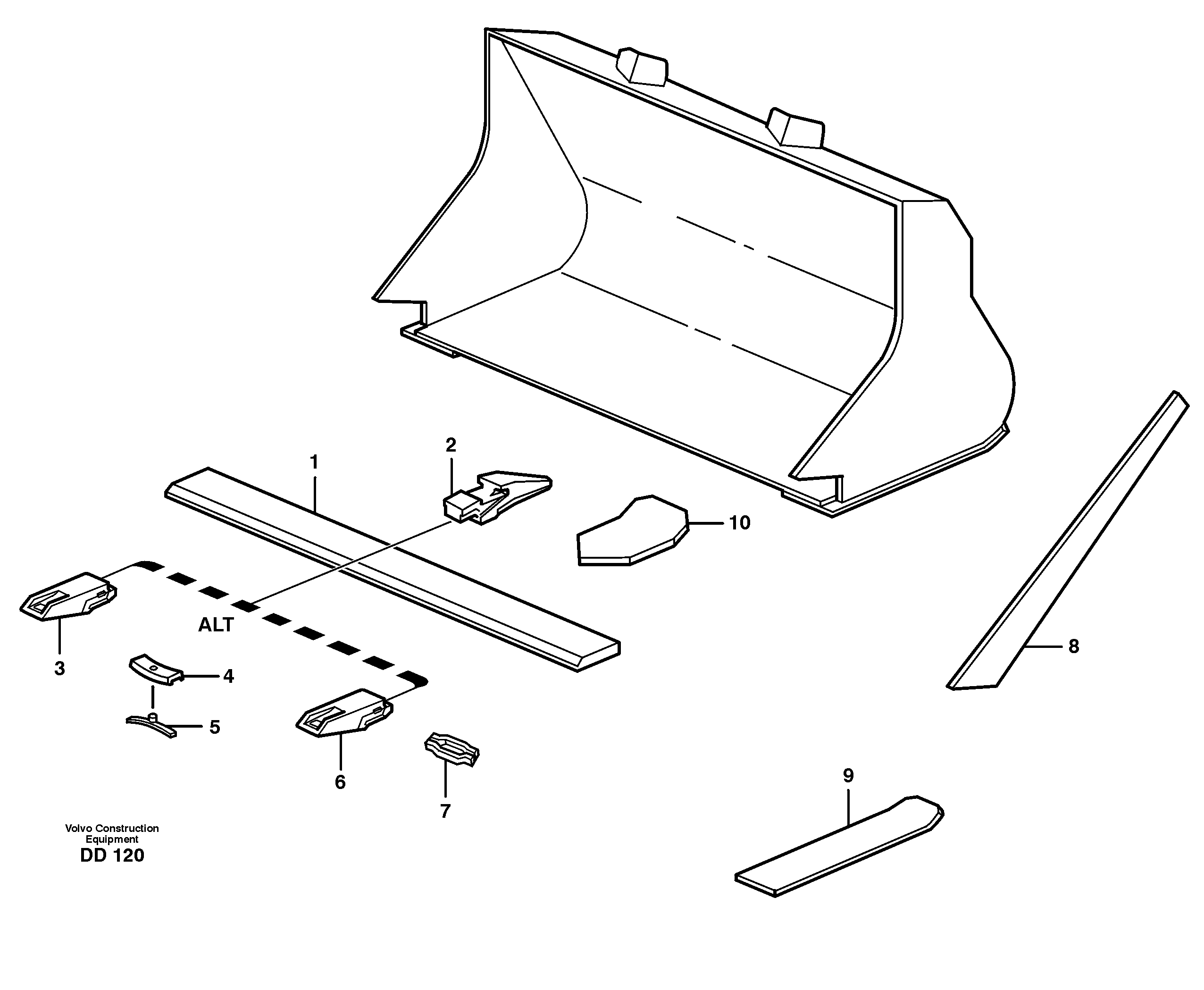 Схема запчастей Volvo EW160 - 14819 Bucket, straight with teeth ATTACHMENTS ATTACHMENTS BUCKETS