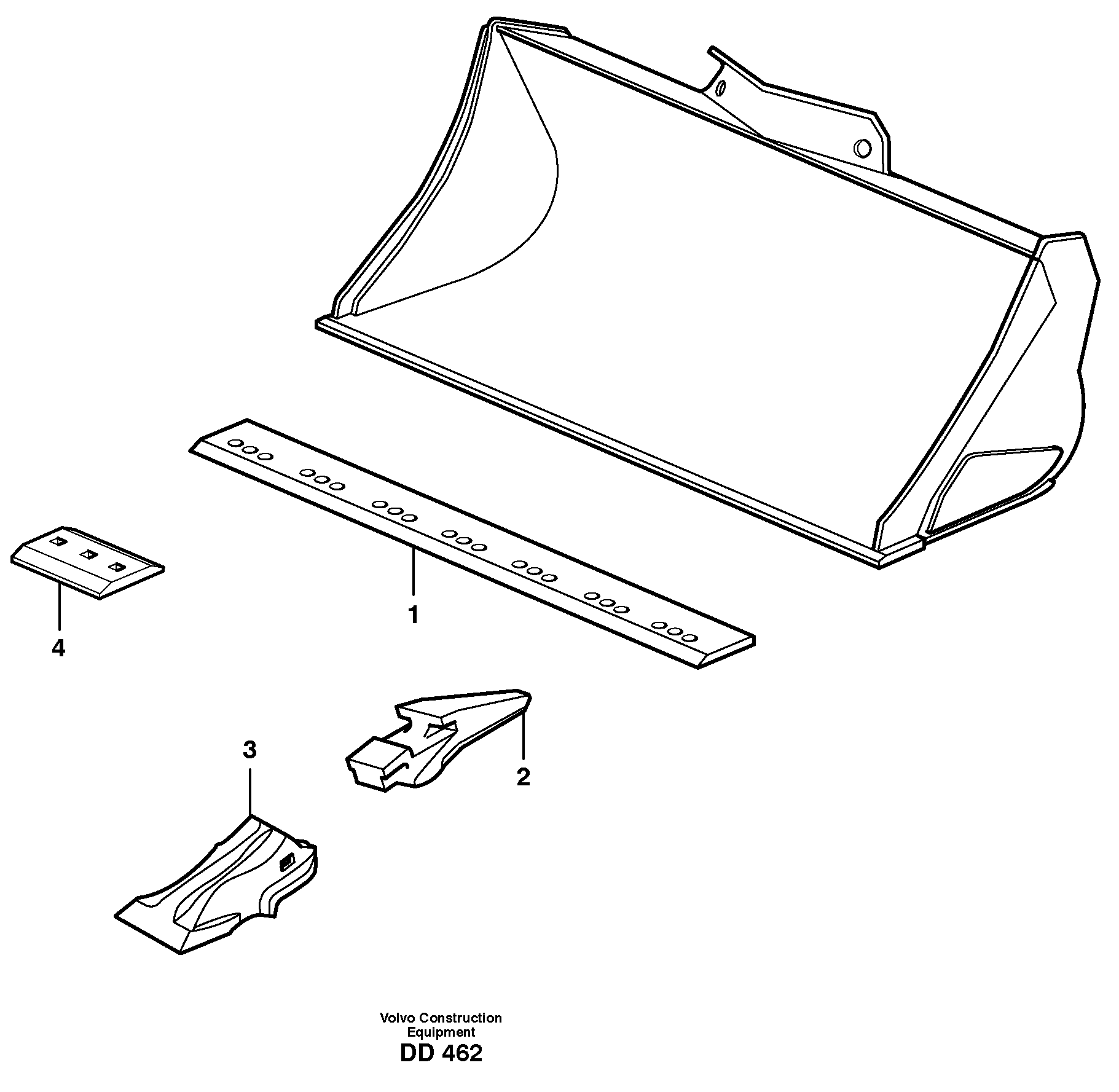 Схема запчастей Volvo EW160 - 15194 Bucket, straight with teeth ATTACHMENTS ATTACHMENTS BUCKETS