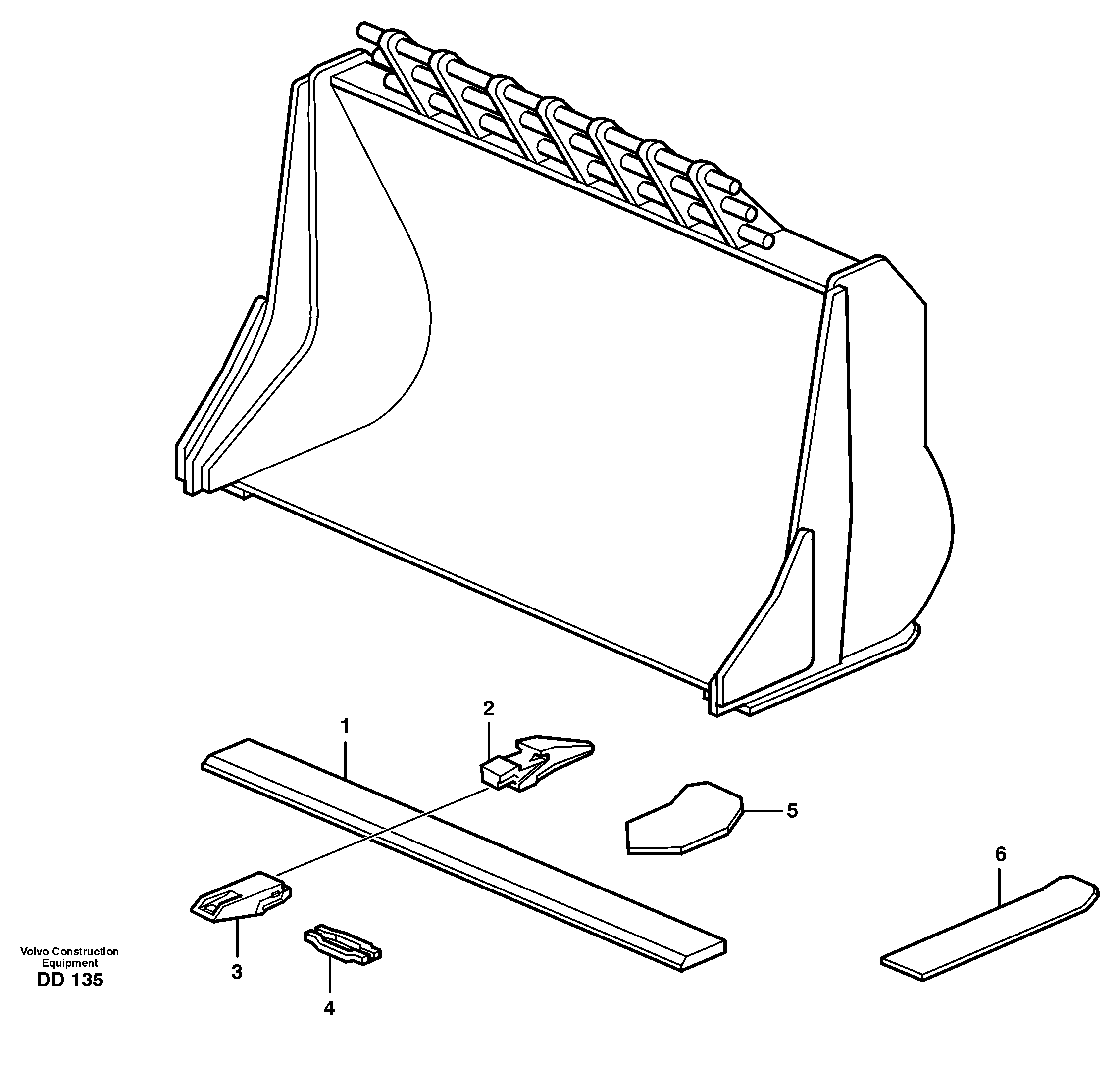 Схема запчастей Volvo EW160 - 15289 Bucket, straight with teeth ATTACHMENTS ATTACHMENTS BUCKETS