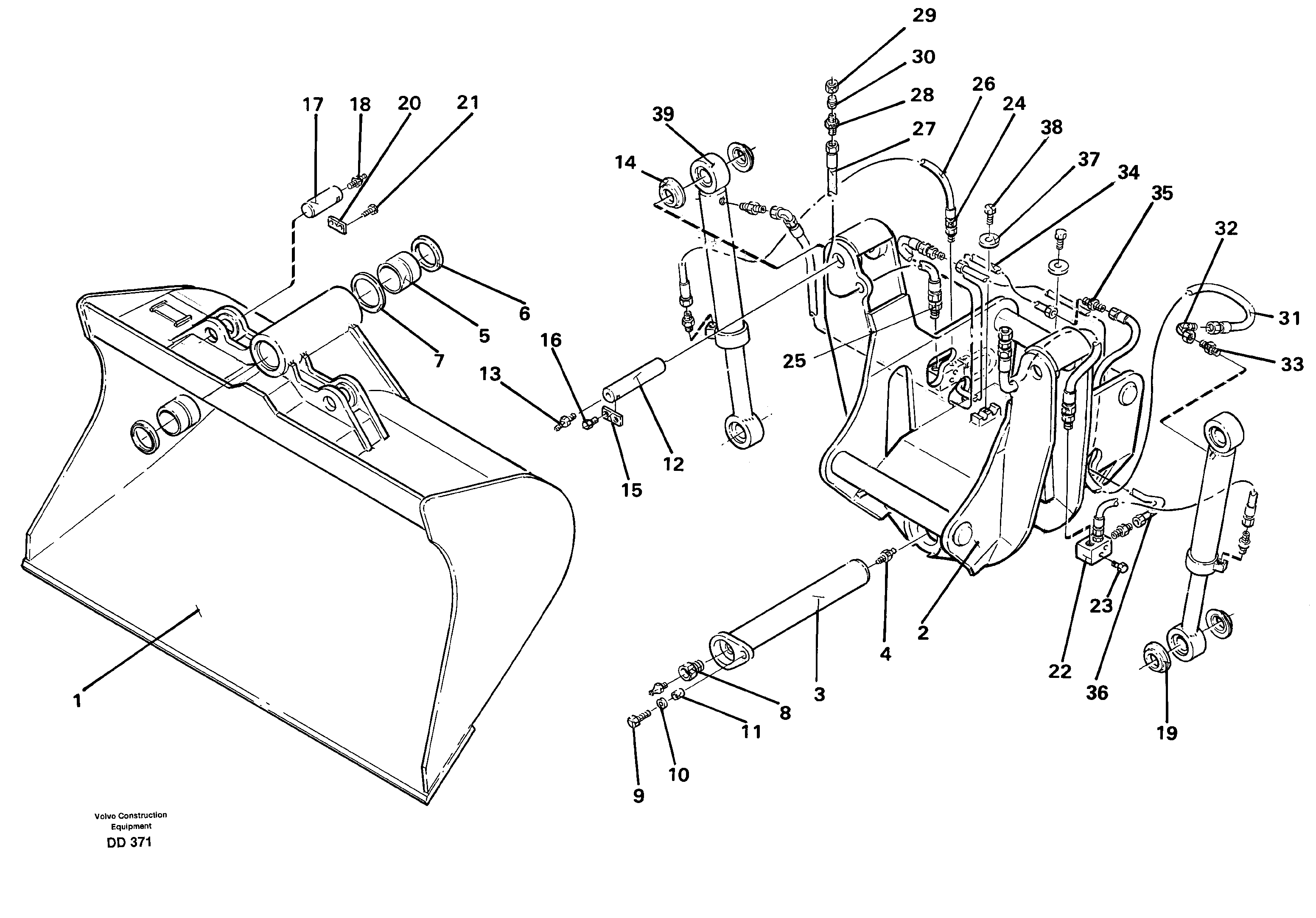 Схема запчастей Volvo EW160 - 34183 Articulated slope bucket ATTACHMENTS ATTACHMENTS BUCKETS