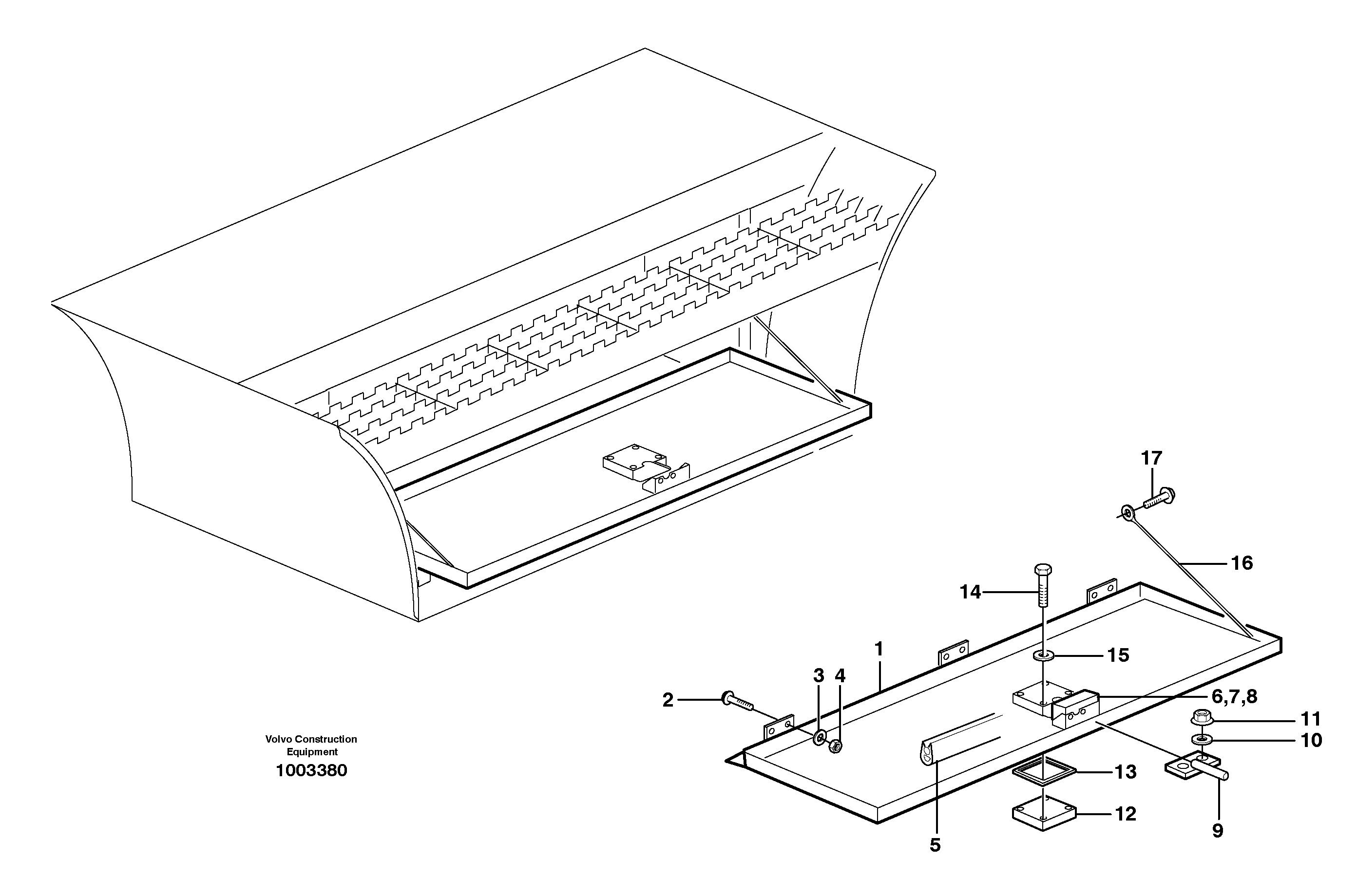 Схема запчастей Volvo EW160 - 86093 Tool box EW160 SER NO 1001-1912