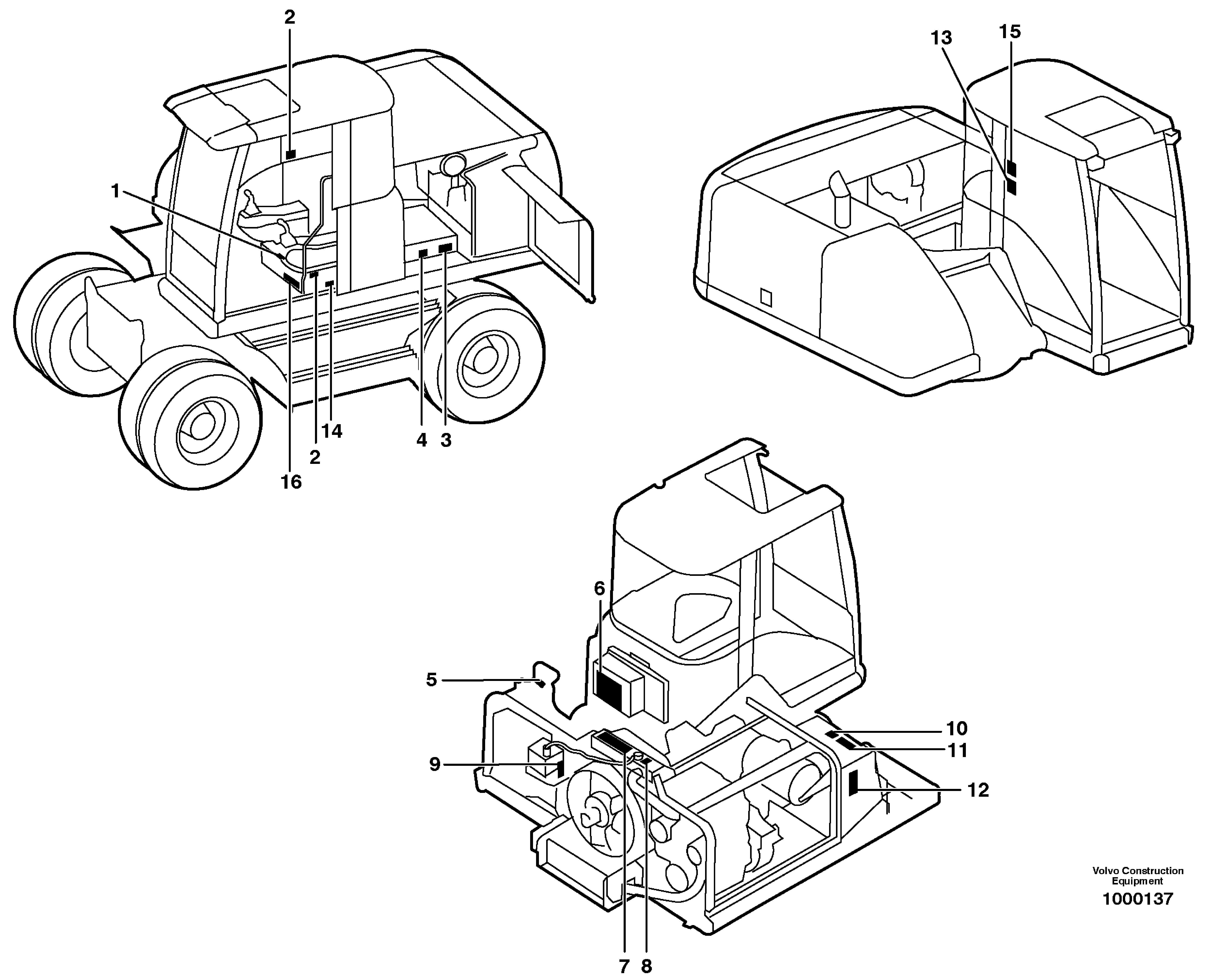 Схема запчастей Volvo EW160 - 11829 Sign plates and transfer,inner location EW160 SER NO 1001-1912