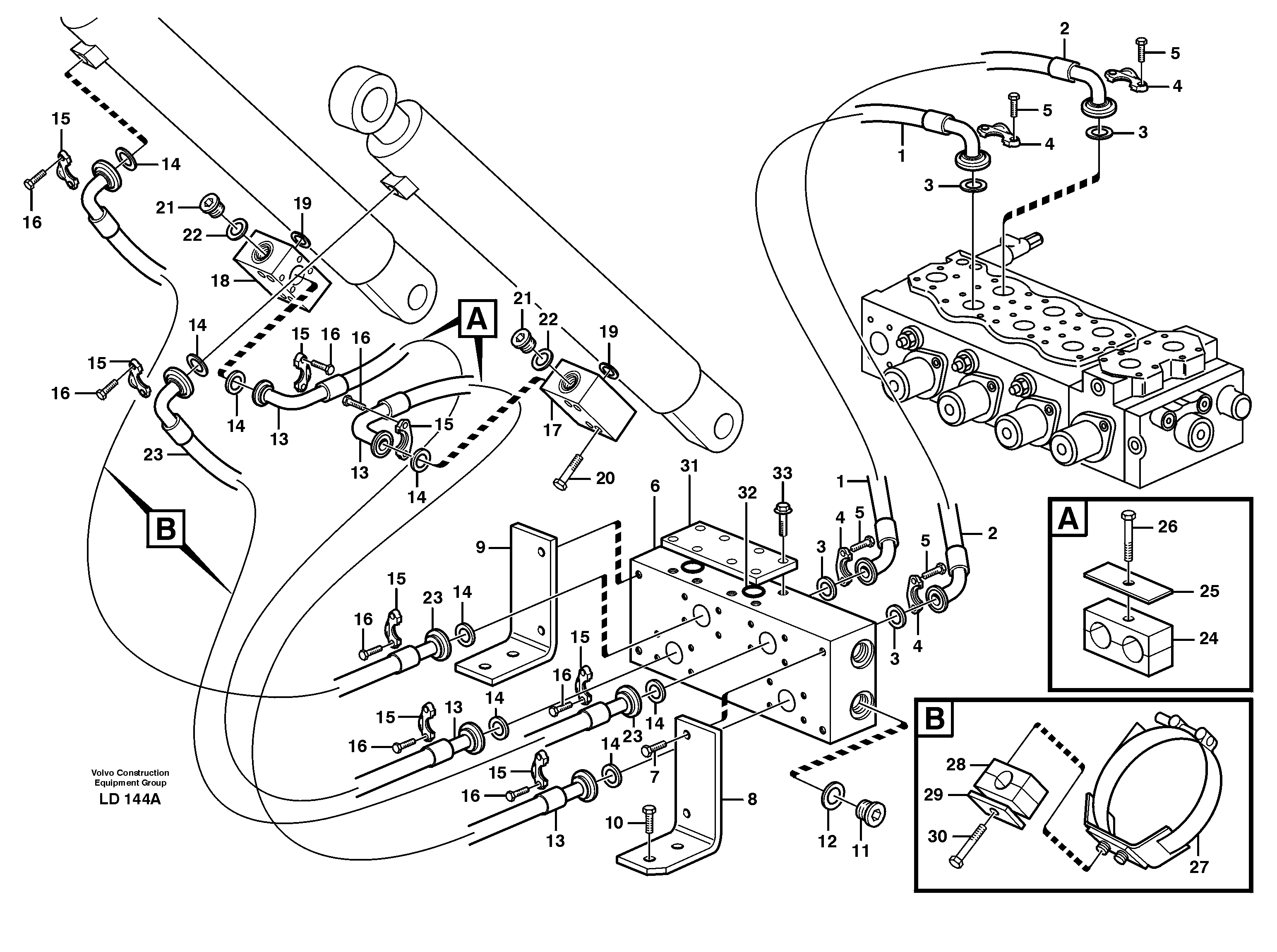 Схема запчастей Volvo EW160 - 91420 Hydraulic system, boom EW160 SER NO 1001-1912