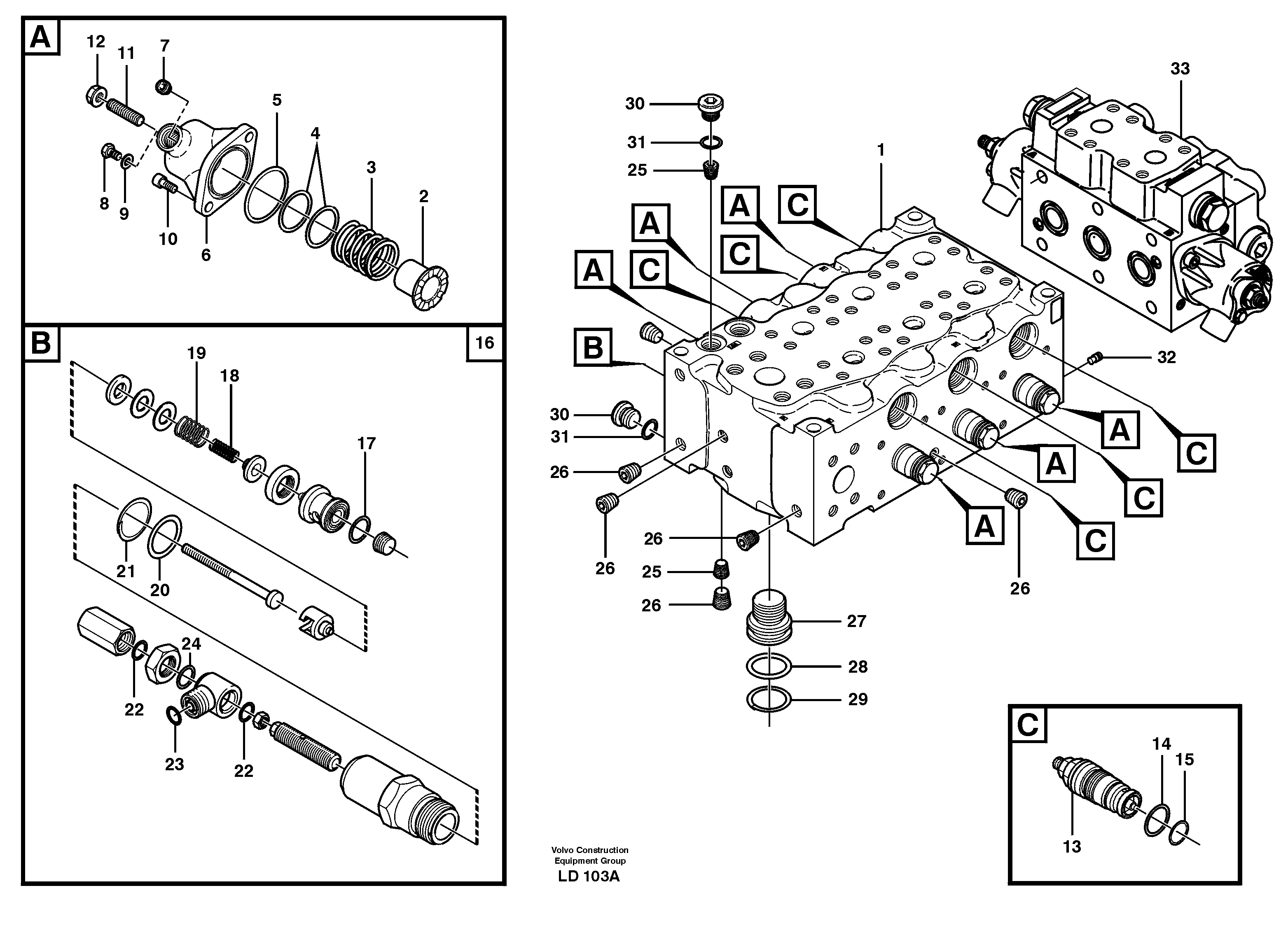 Схема запчастей Volvo EW160 - 31817 Main valve assembly, A EW160 SER NO 1001-1912