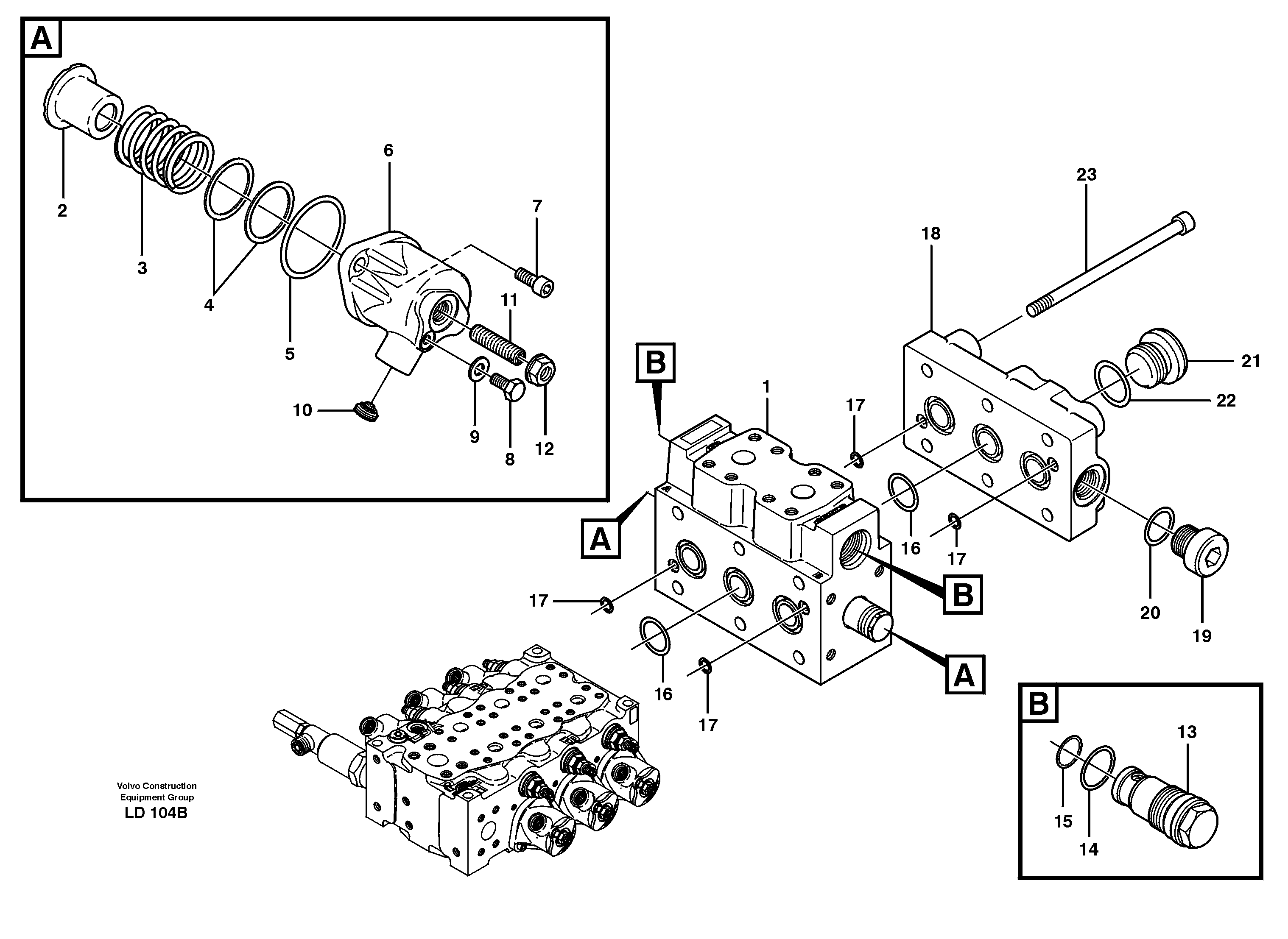 Схема запчастей Volvo EW160 - 55889 Control valve, transport EW160 SER NO 1001-1912