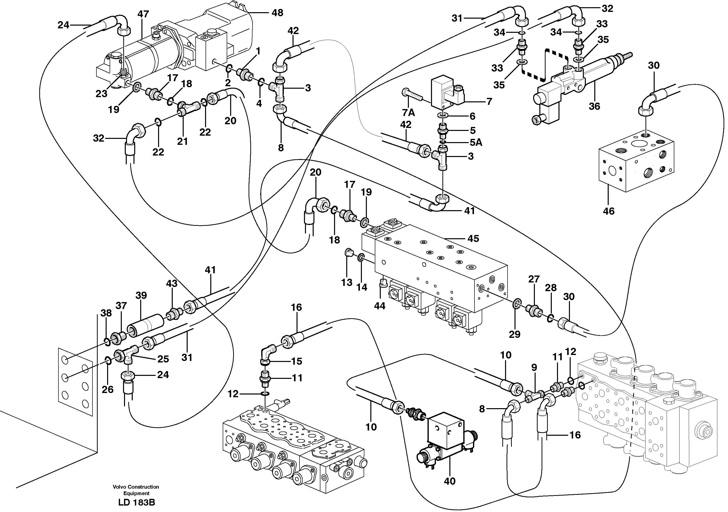 Схема запчастей Volvo EW160 - 41956 Servo hydraulics, speed regulation EW160 SER NO 1001-1912