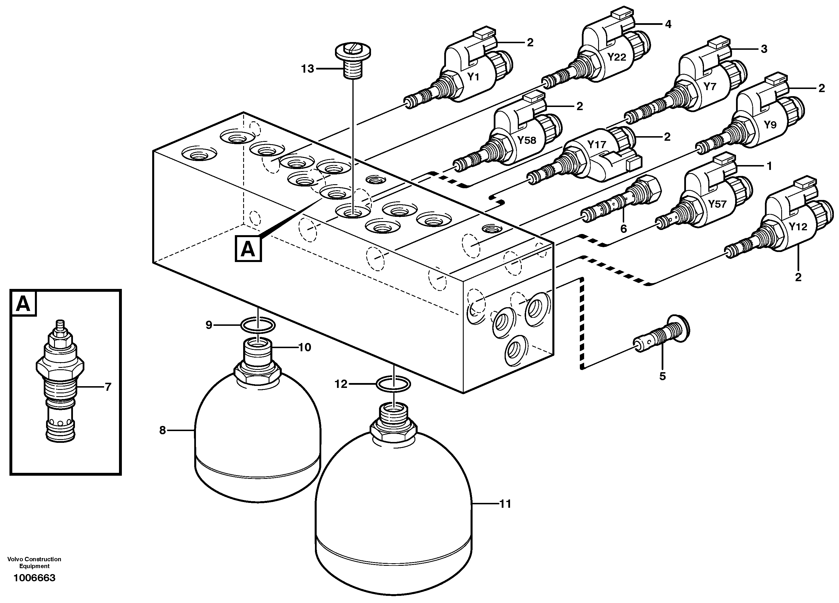 Схема запчастей Volvo EW160 - 70702 Servo valve body EW160 SER NO 1001-1912