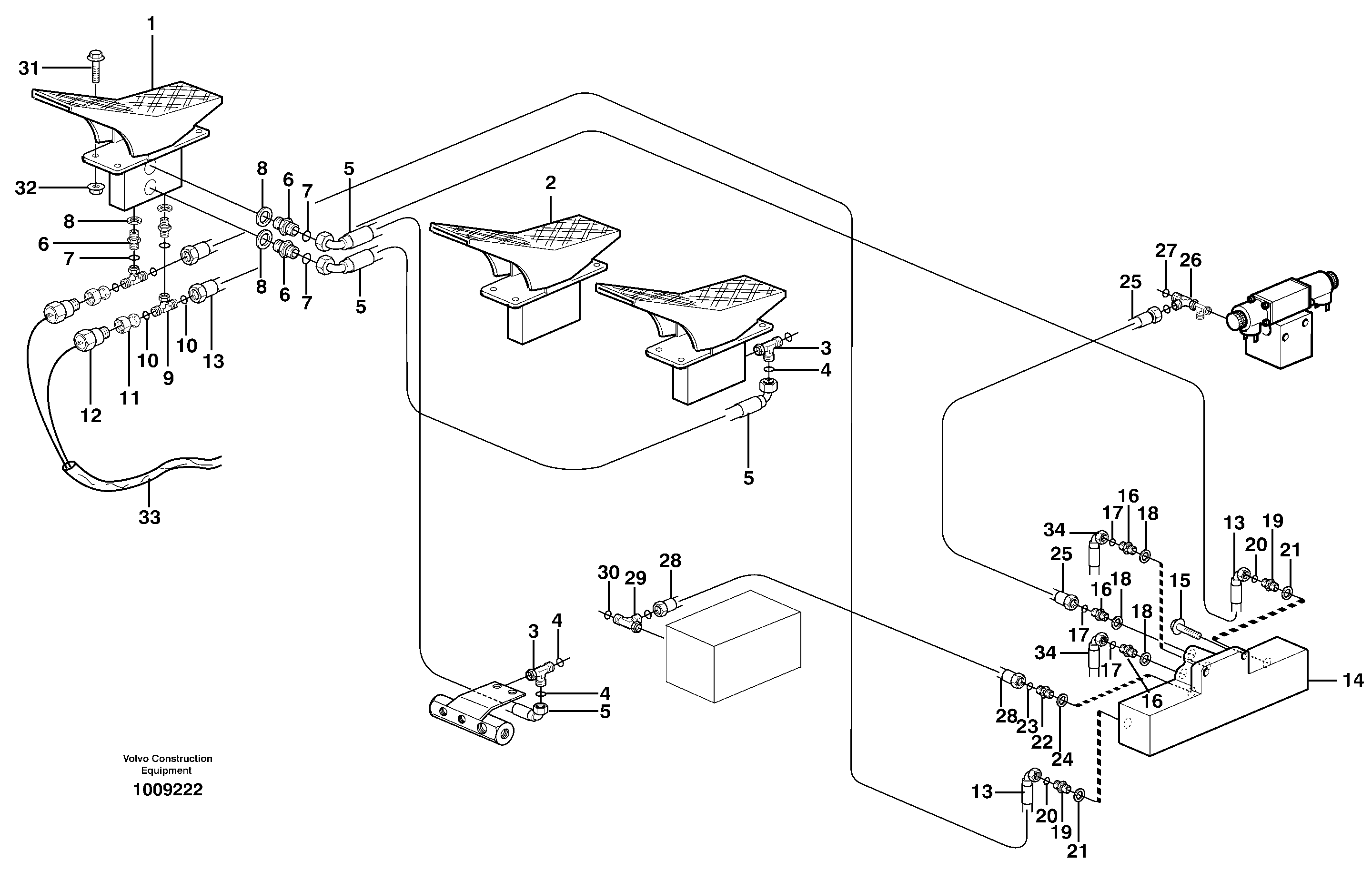 Схема запчастей Volvo EW160 - 88912 Servo hydraulics, hammer control, offset, special version EW160 SER NO 1001-1912