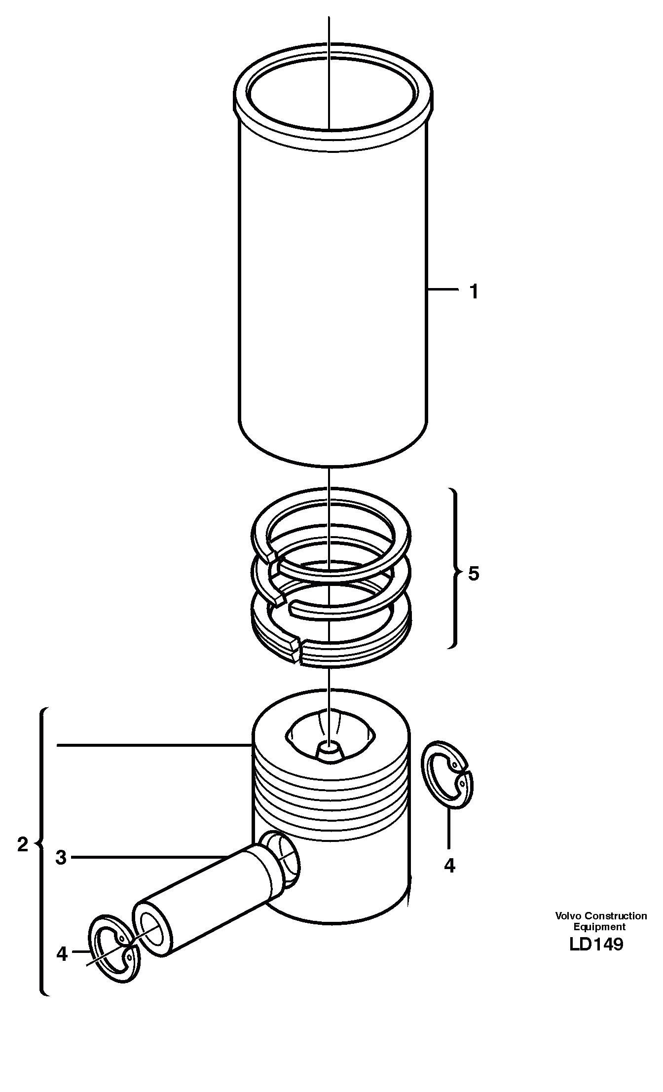 Схема запчастей Volvo EW160 - 24618 Cylinder liner and piston EW160 SER NO 1001-1912