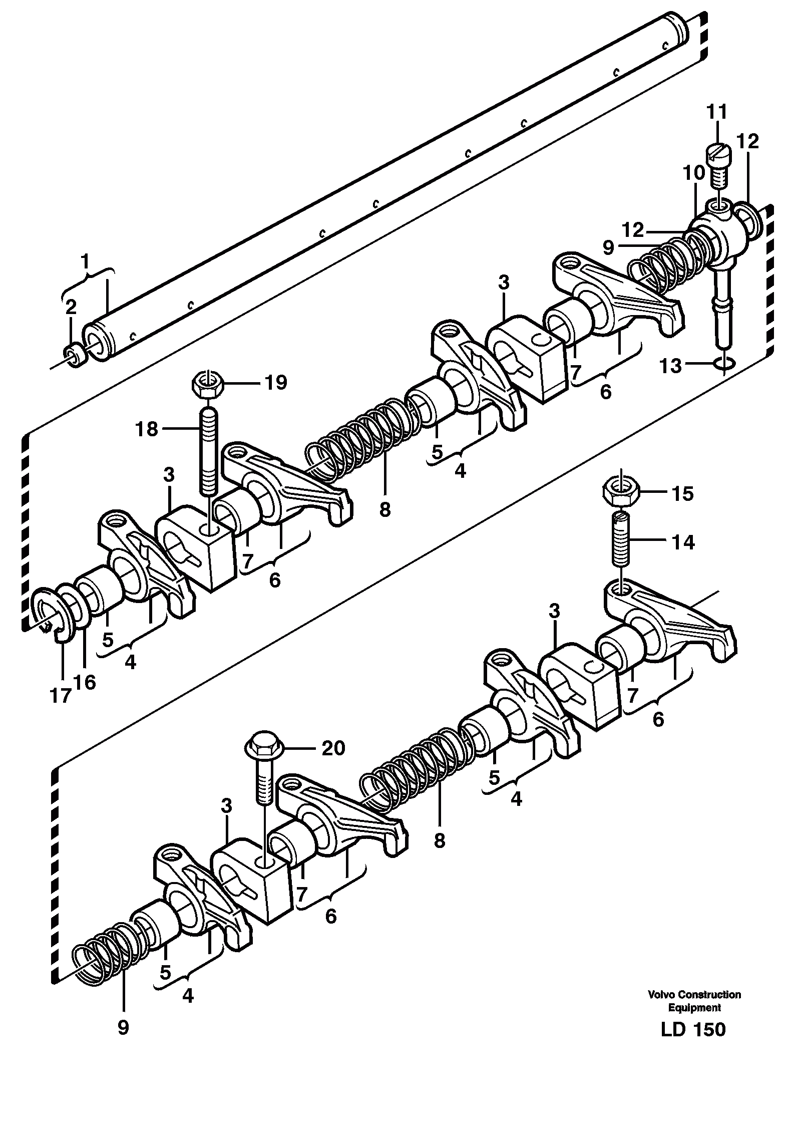 Схема запчастей Volvo EW160 - 52820 Valve mechanism EW160 SER NO 1001-1912