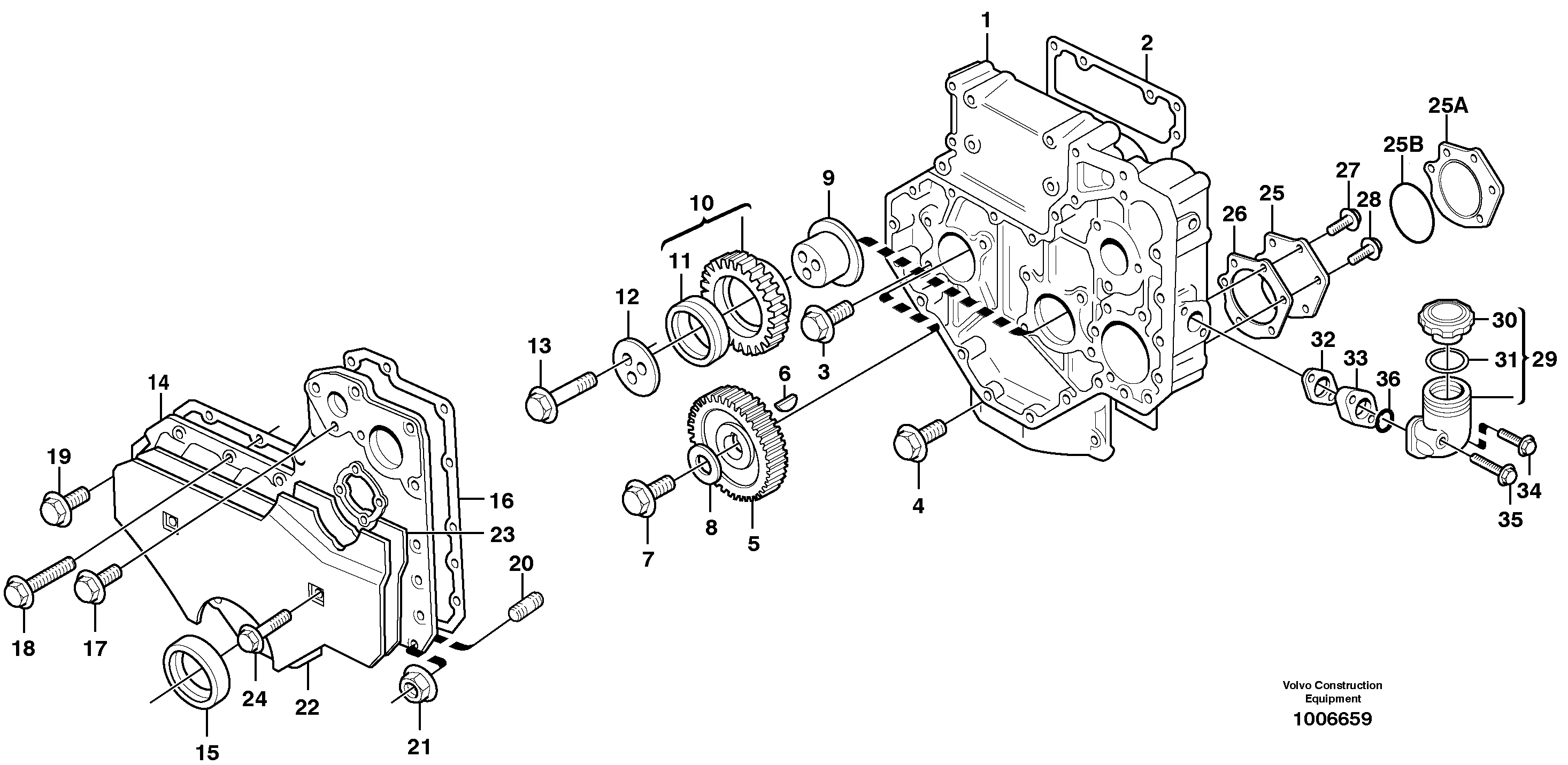 Схема запчастей Volvo EW160 - 85018 Timing gear casing EW160 SER NO 1001-1912