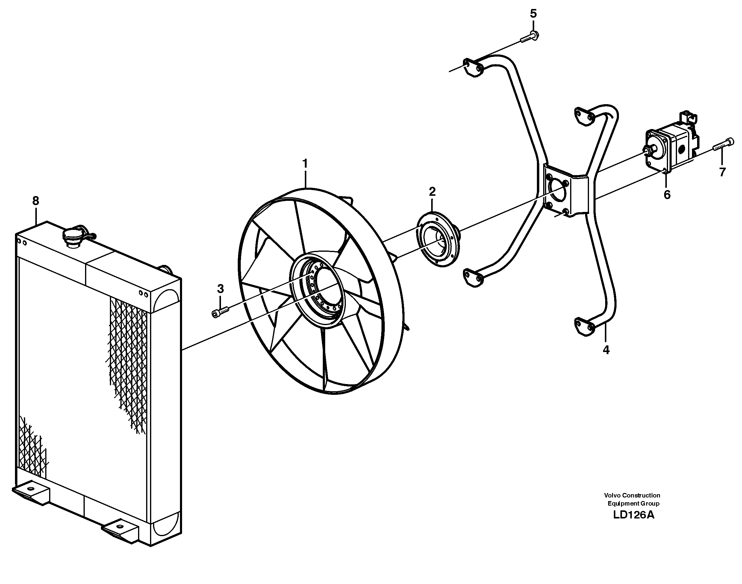 Схема запчастей Volvo EW160 - 27759 Fan and installation components EW160 SER NO 1001-1912