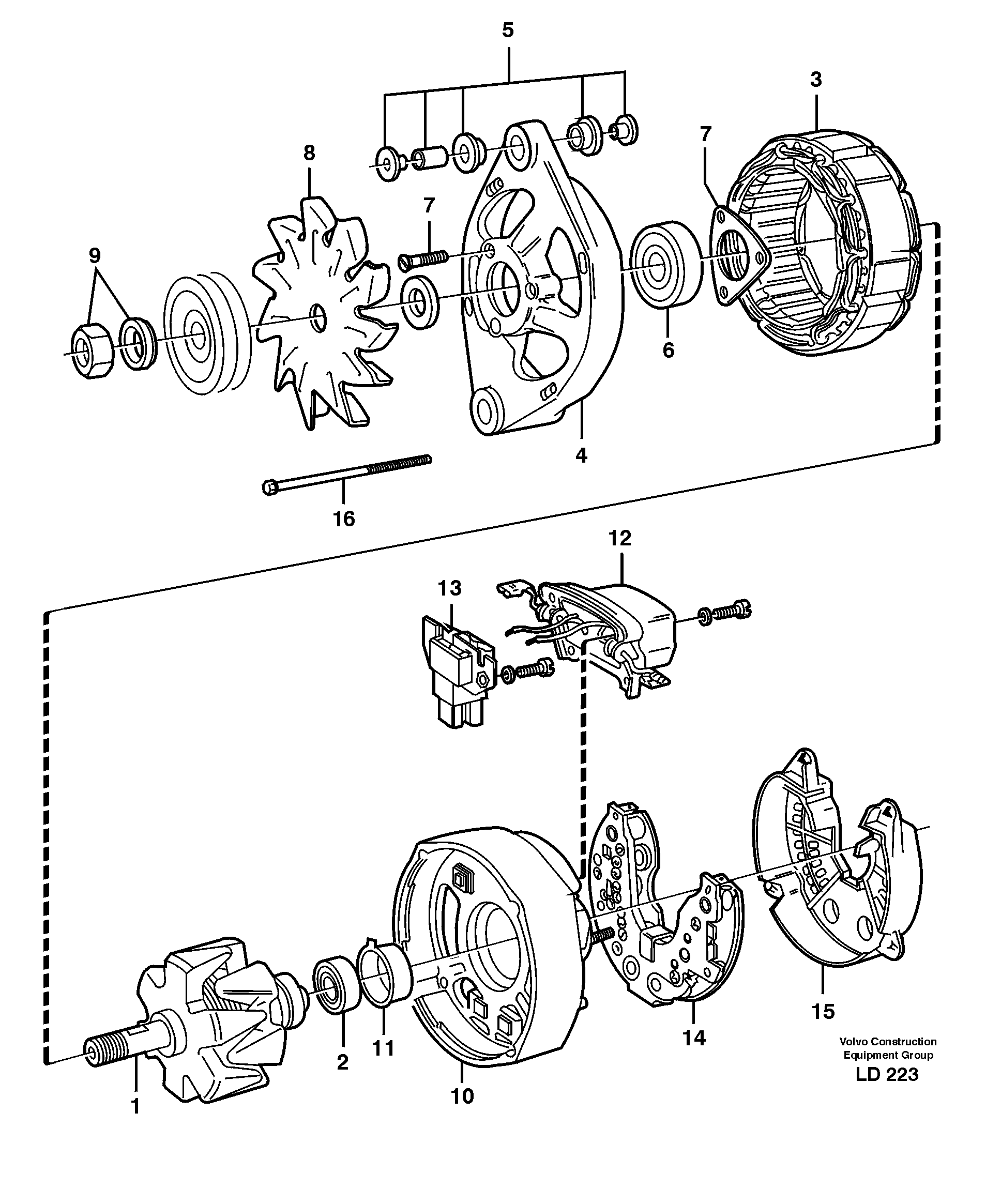 Схема запчастей Volvo EW160 - 26228 Alternator EW160 SER NO 1001-1912