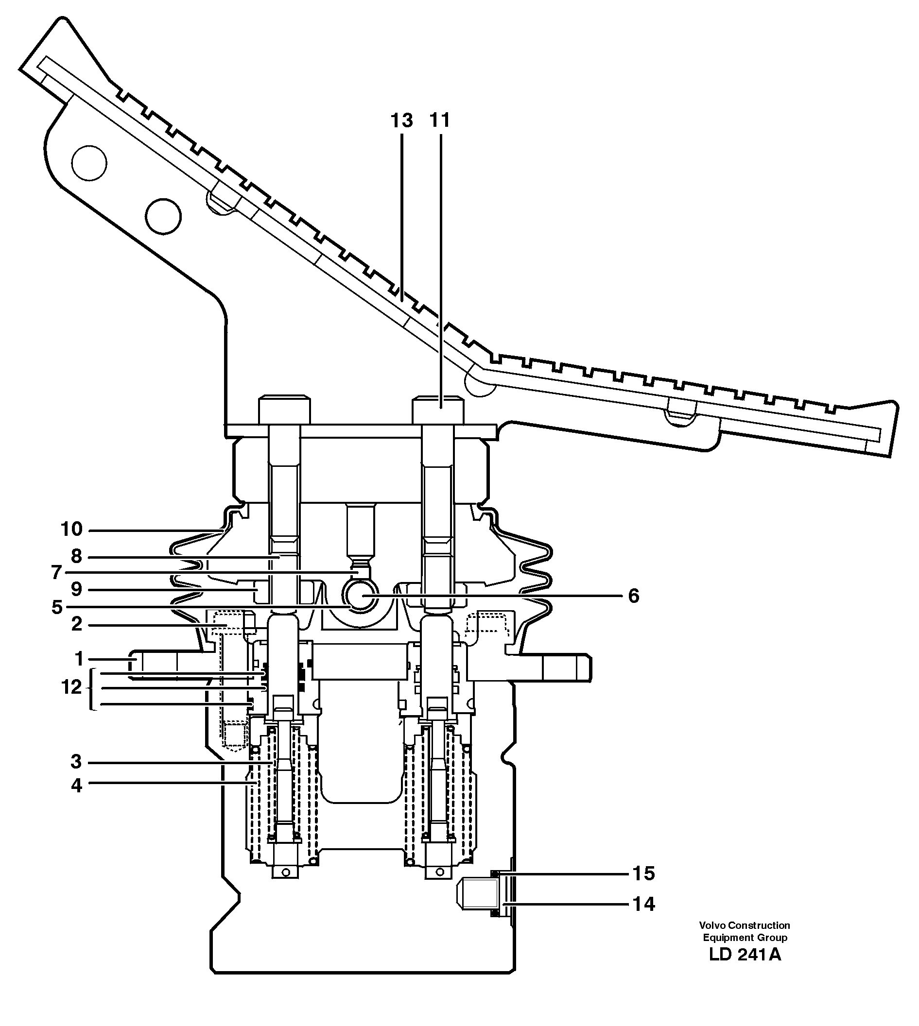 Схема запчастей Volvo EW160 - 105682 Pedal valve EW160 SER NO 1001-1912