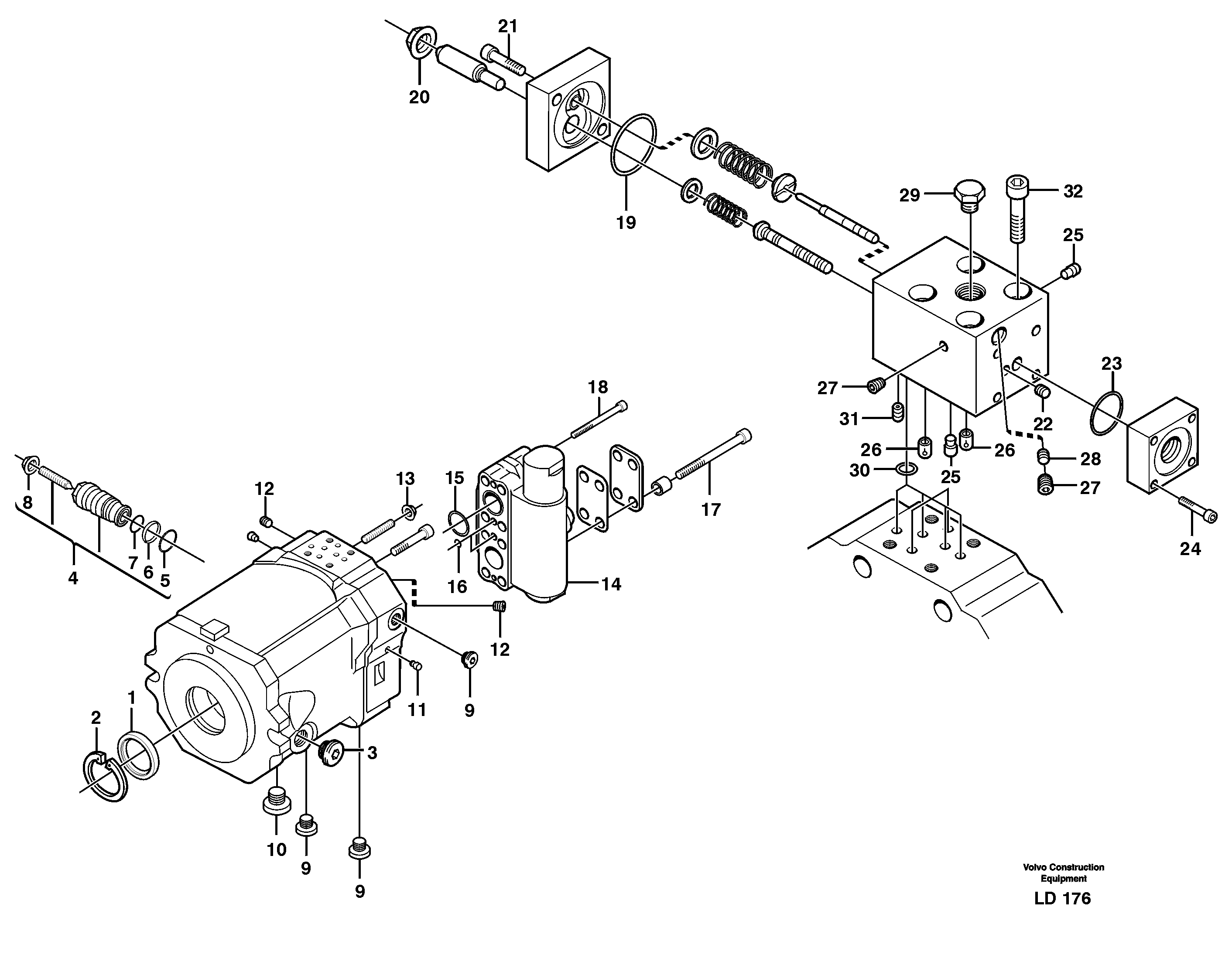 Схема запчастей Volvo EW160 - 53550 Hydraulic motor, travel EW160 SER NO 1001-1912