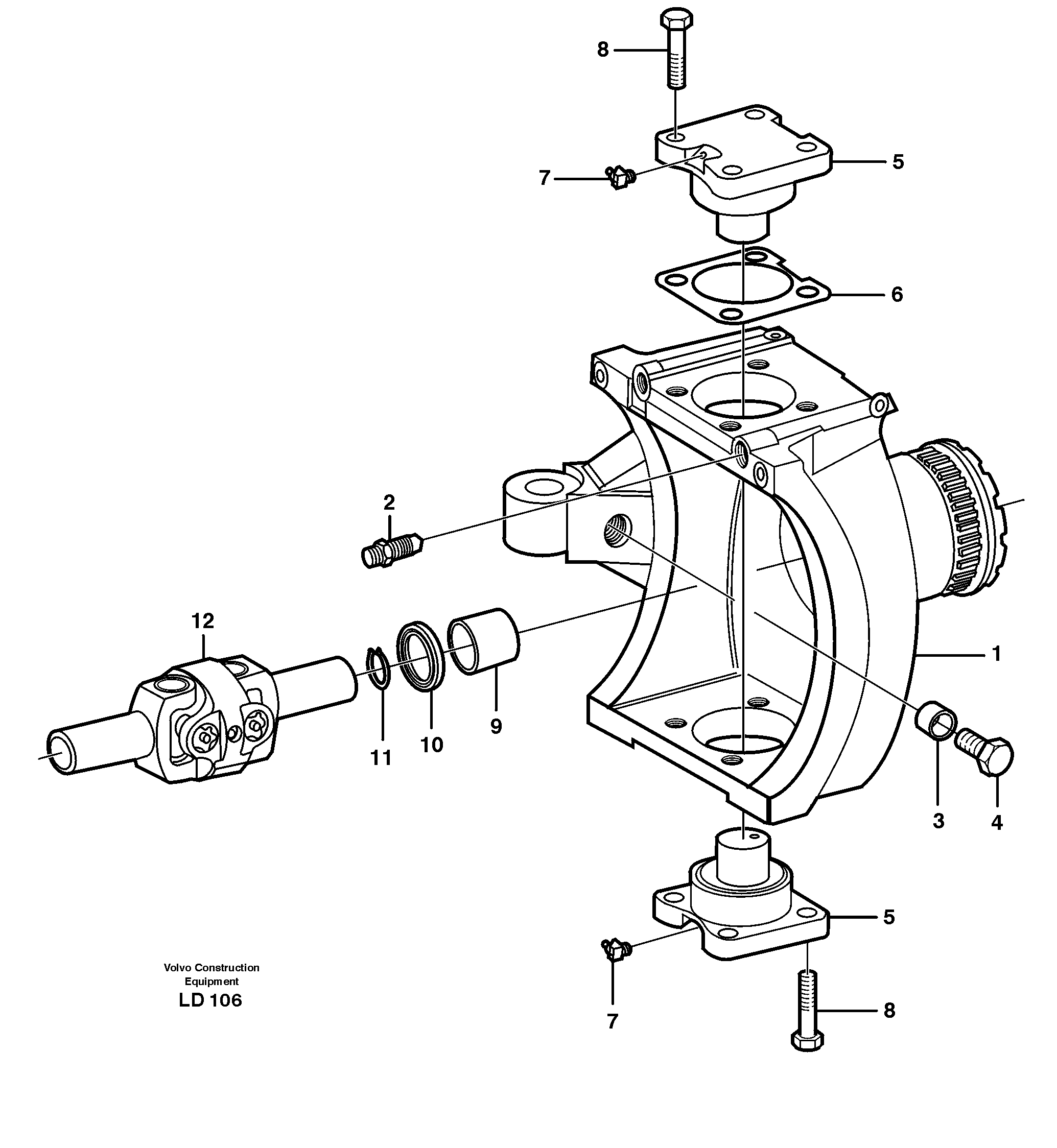 Схема запчастей Volvo EW160 - 26516 Front axle, Knuckle ret EW160 SER NO 1001-1912