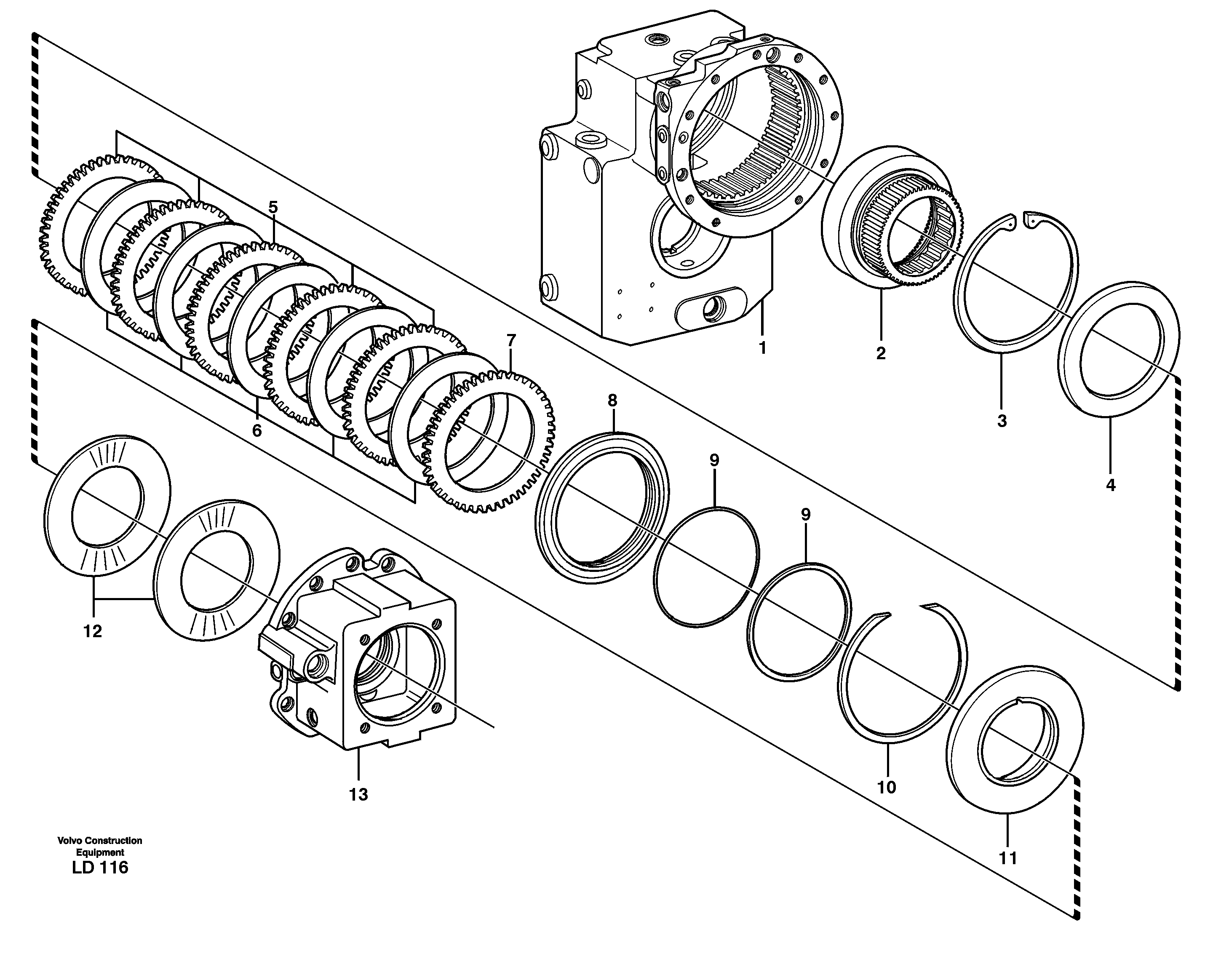 Схема запчастей Volvo EW160 - 26522 Rear axle, Brake diaphragm EW160 SER NO 1001-1912