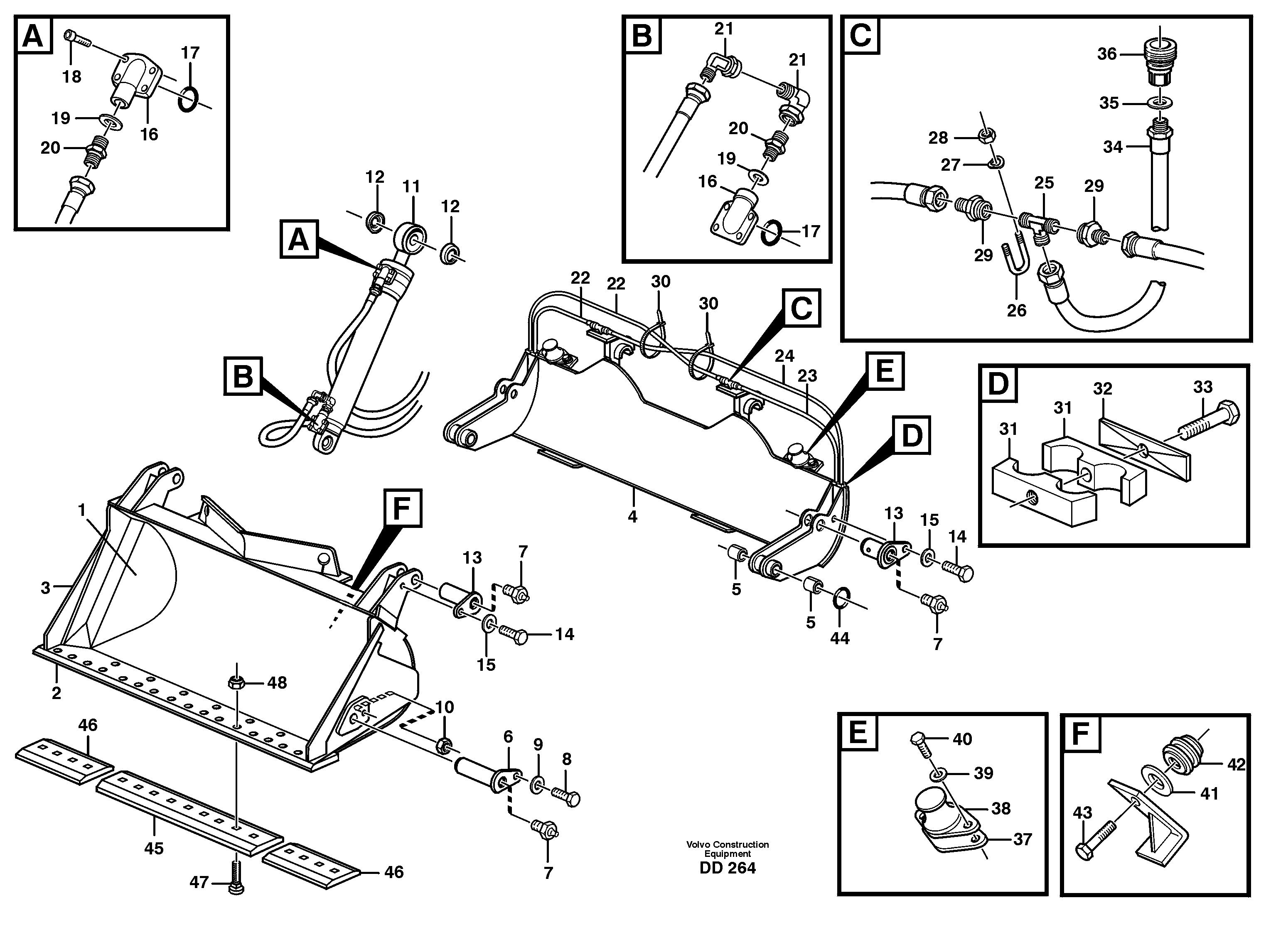 Схема запчастей Volvo EW160 - 73809 High-tipping bucket ATTACHMENTS ATTACHMENTS BUCKETS