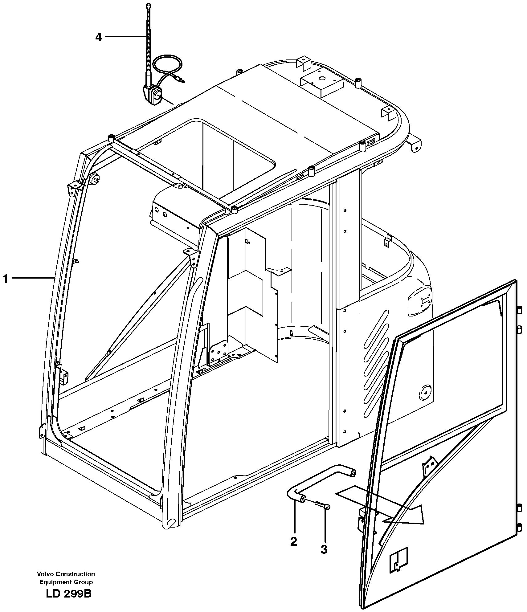 Схема запчастей Volvo EW160 - 34054 Drivers cab EW160 SER NO 1001-1912