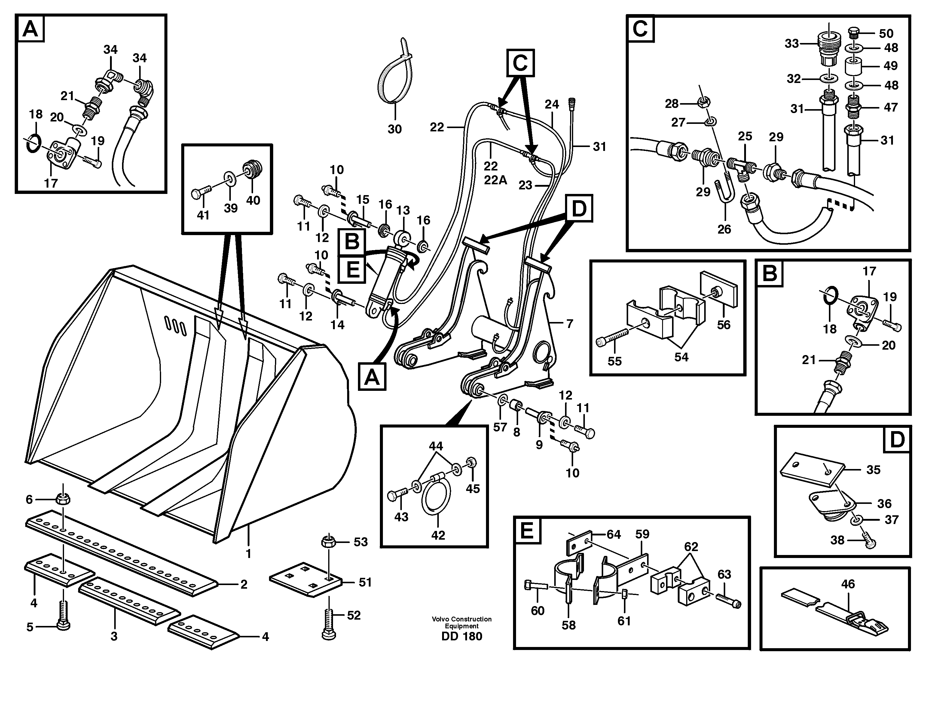 Схема запчастей Volvo EW160 - 80370 High-tipping bucket ATTACHMENTS ATTACHMENTS BUCKETS