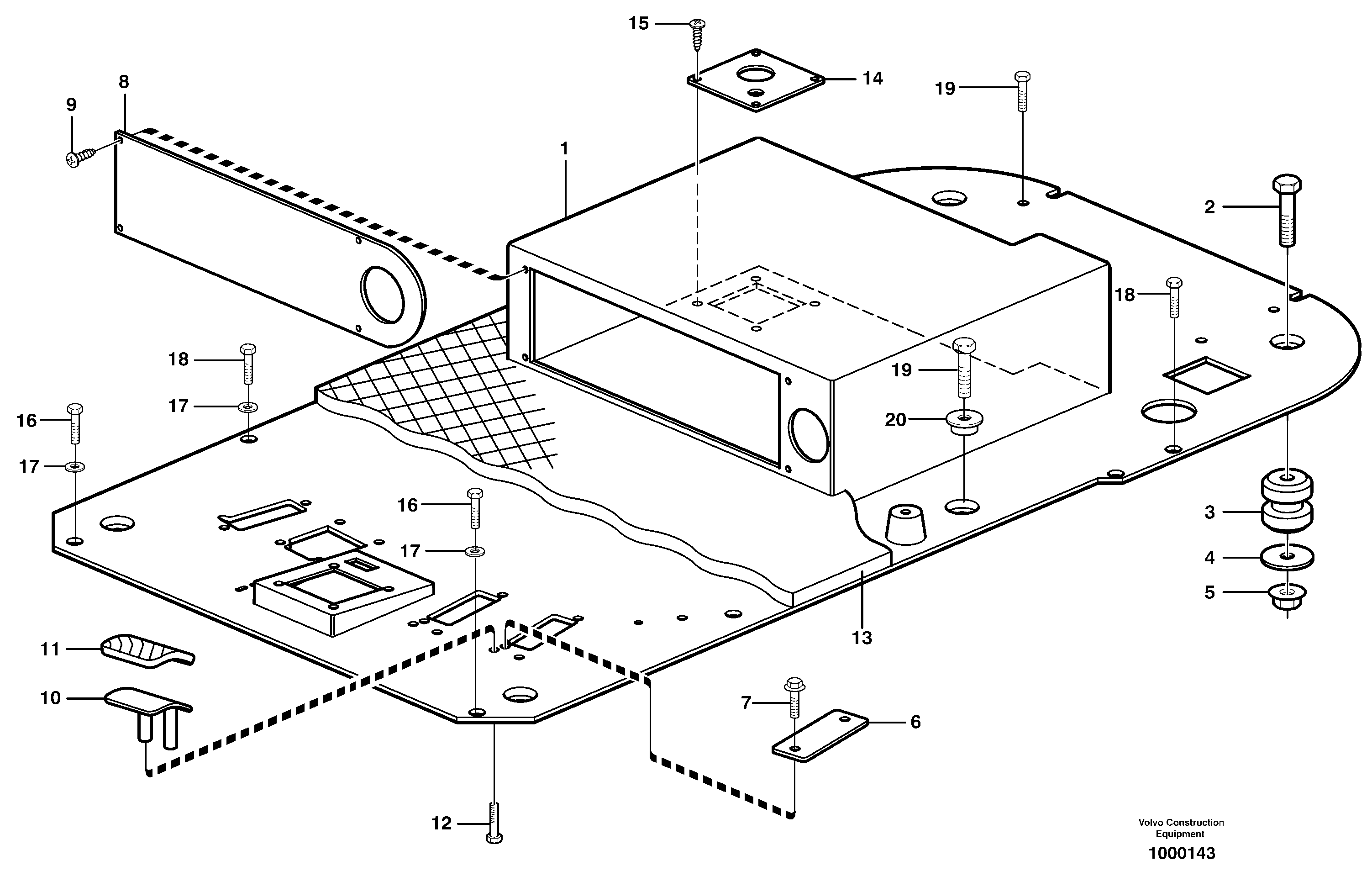 Схема запчастей Volvo EW160 - 46160 Cabin floor EW160 SER NO 1001-1912