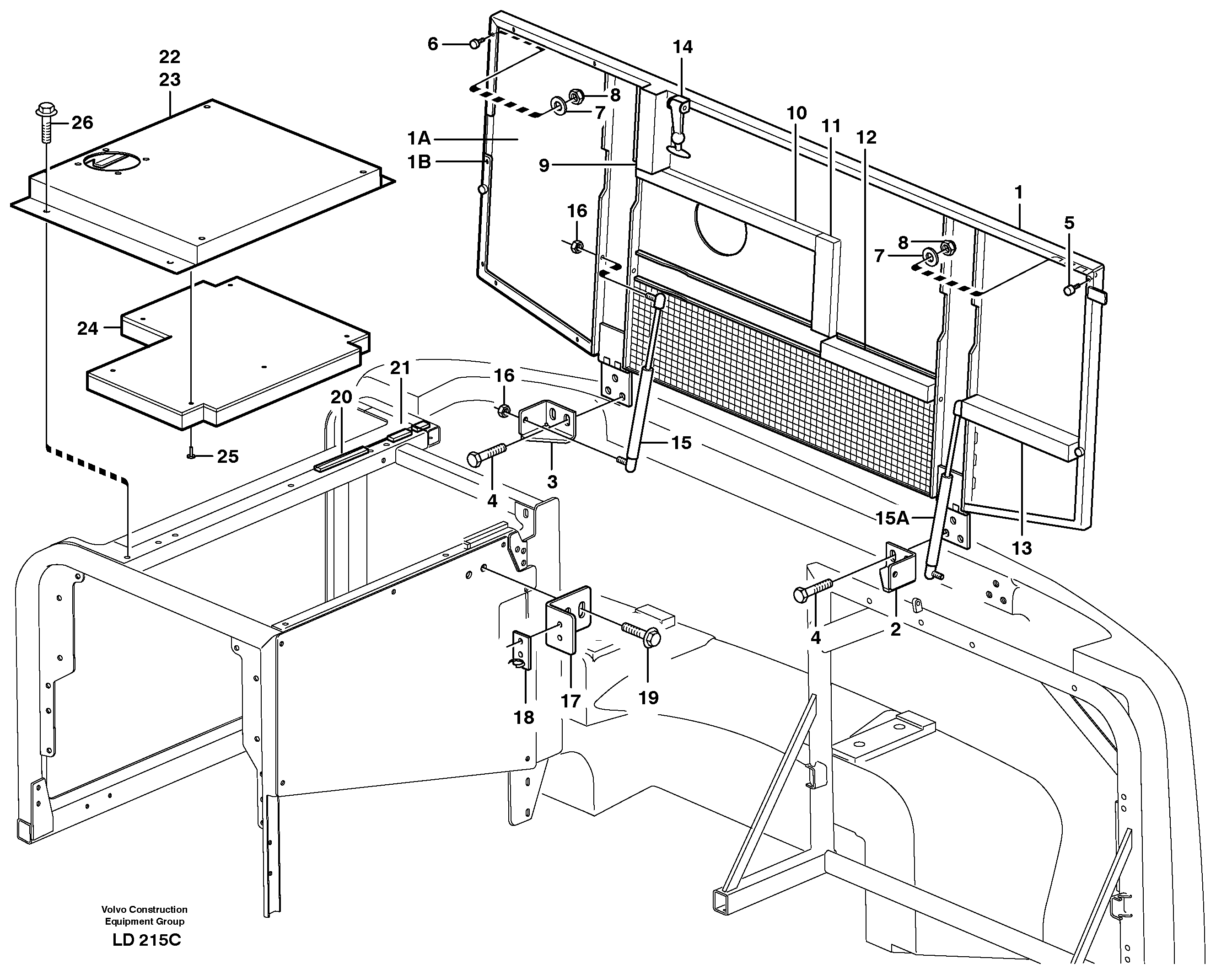 Схема запчастей Volvo EW160 - 97025 Hatch, engine EW160 SER NO 1001-1912