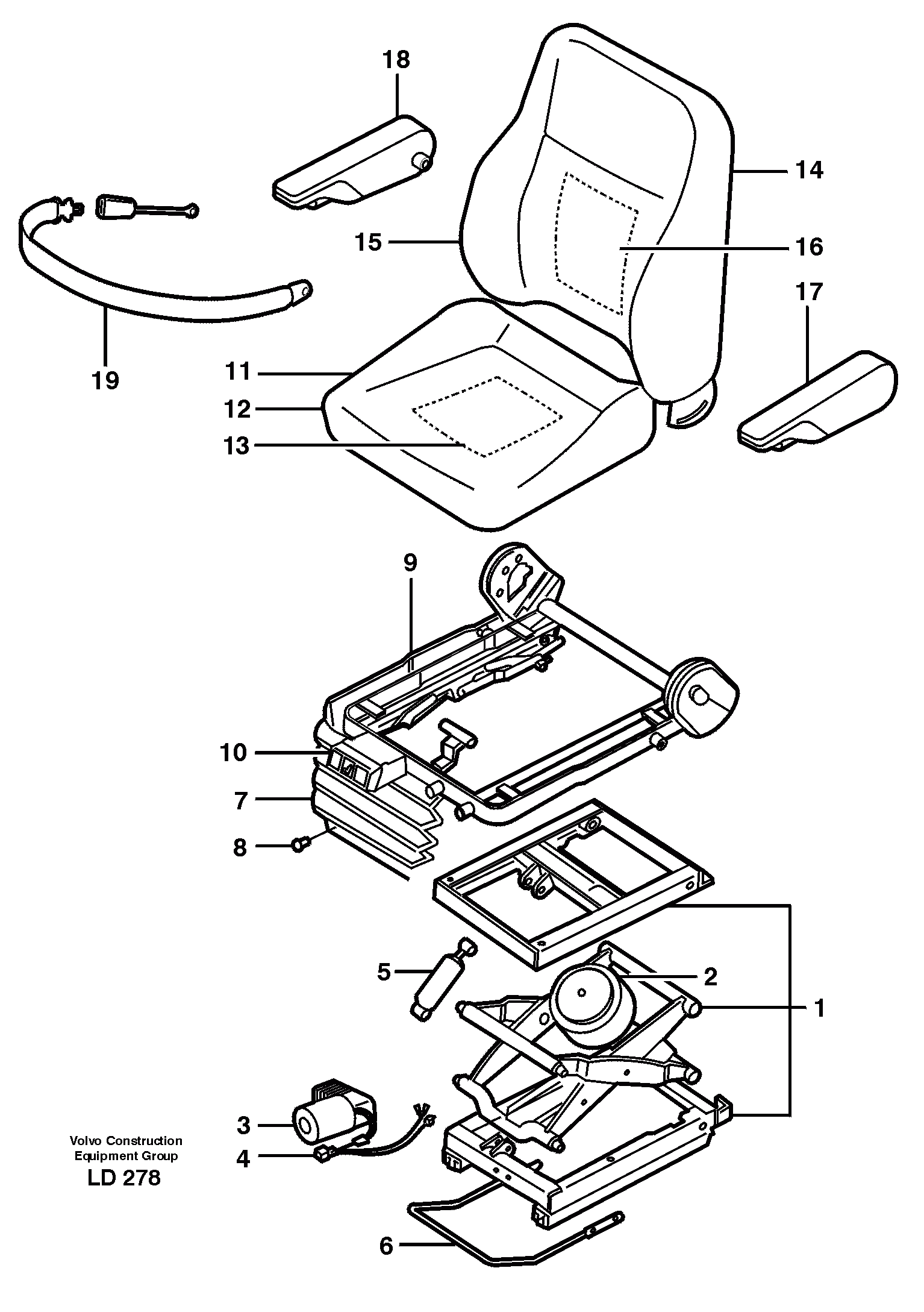 Схема запчастей Volvo EW160 - 33777 Operator seat, pneumatic, Isri EW160 SER NO 1001-1912