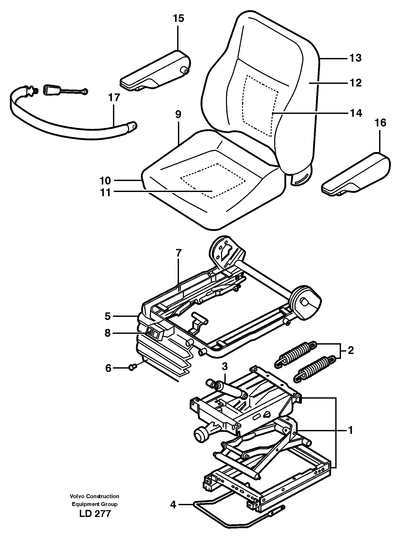 Схема запчастей Volvo EW160 - 56101 Operator seat, Isri EW160 SER NO 1001-1912