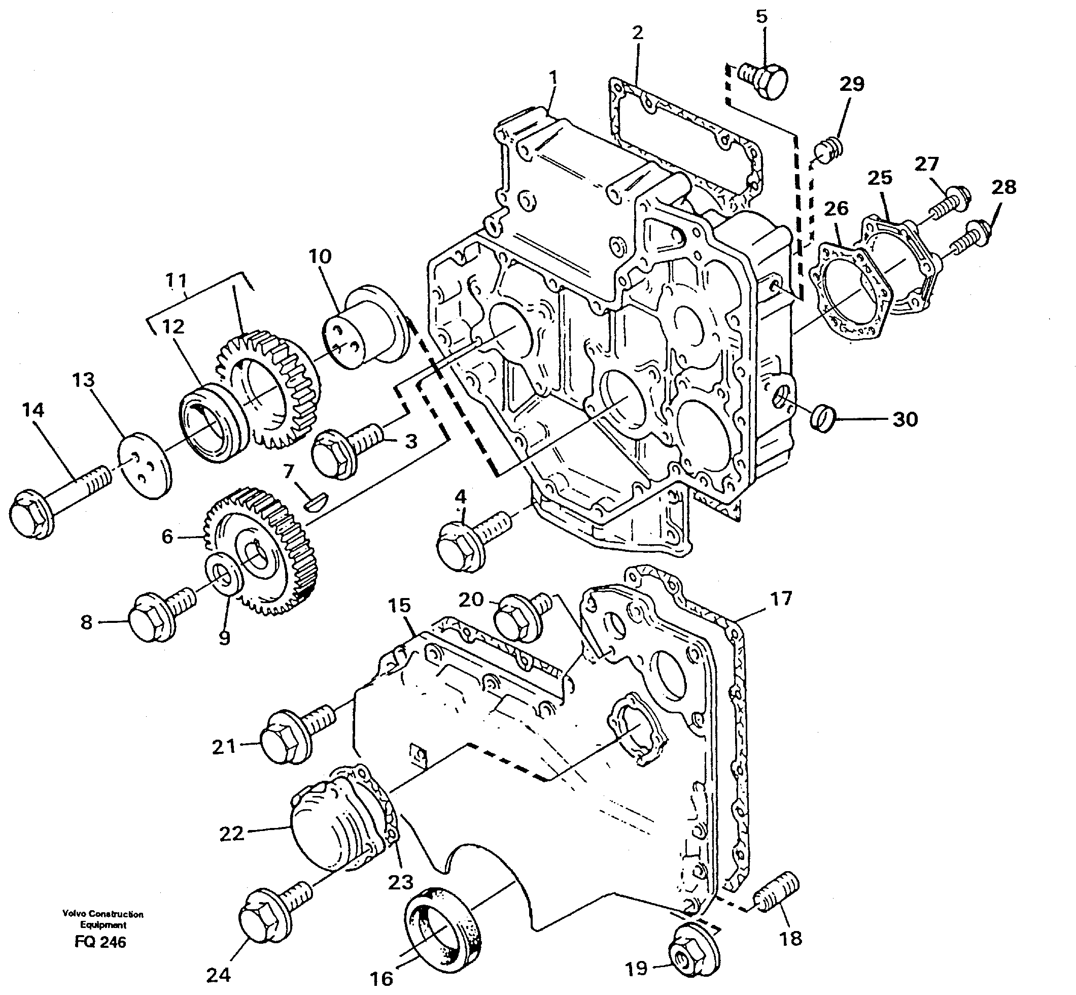 Схема запчастей Volvo EC130 - 90380 Timing gear casing EC130 ?KERMAN ?KERMAN EC130 SER NO - 103