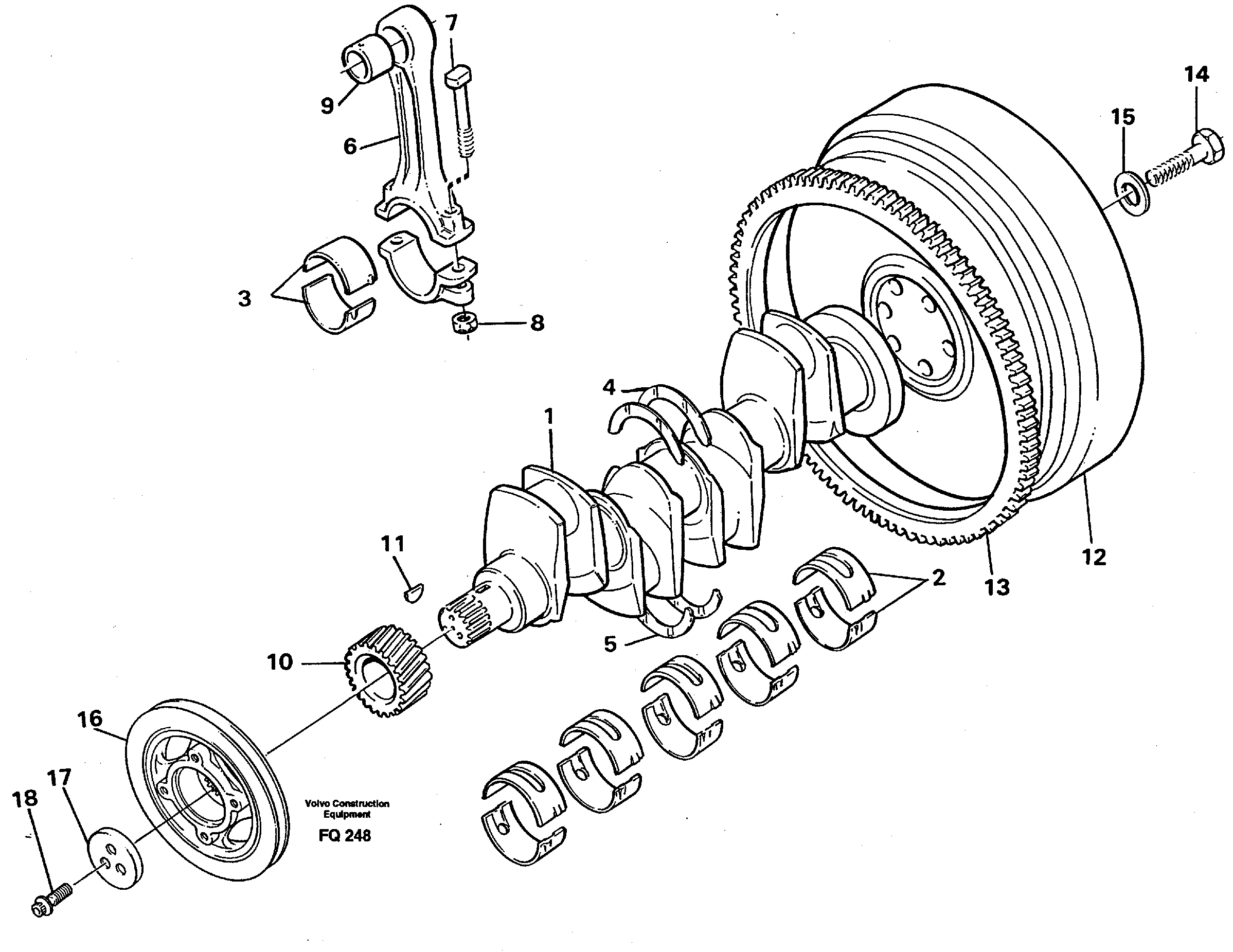 Схема запчастей Volvo EC130 - 15623 Crankshaft and related parts EC130 ?KERMAN ?KERMAN EC130 SER NO - 103