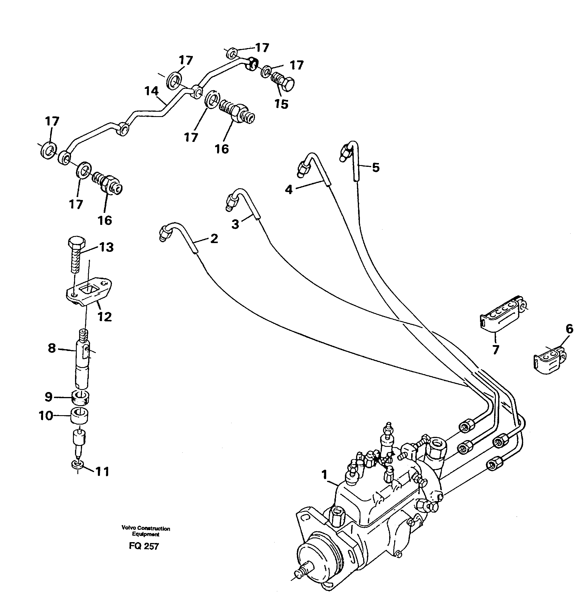 Схема запчастей Volvo EC130 - 46809 Fuel lines, injectors EC130 ?KERMAN ?KERMAN EC130 SER NO - 103