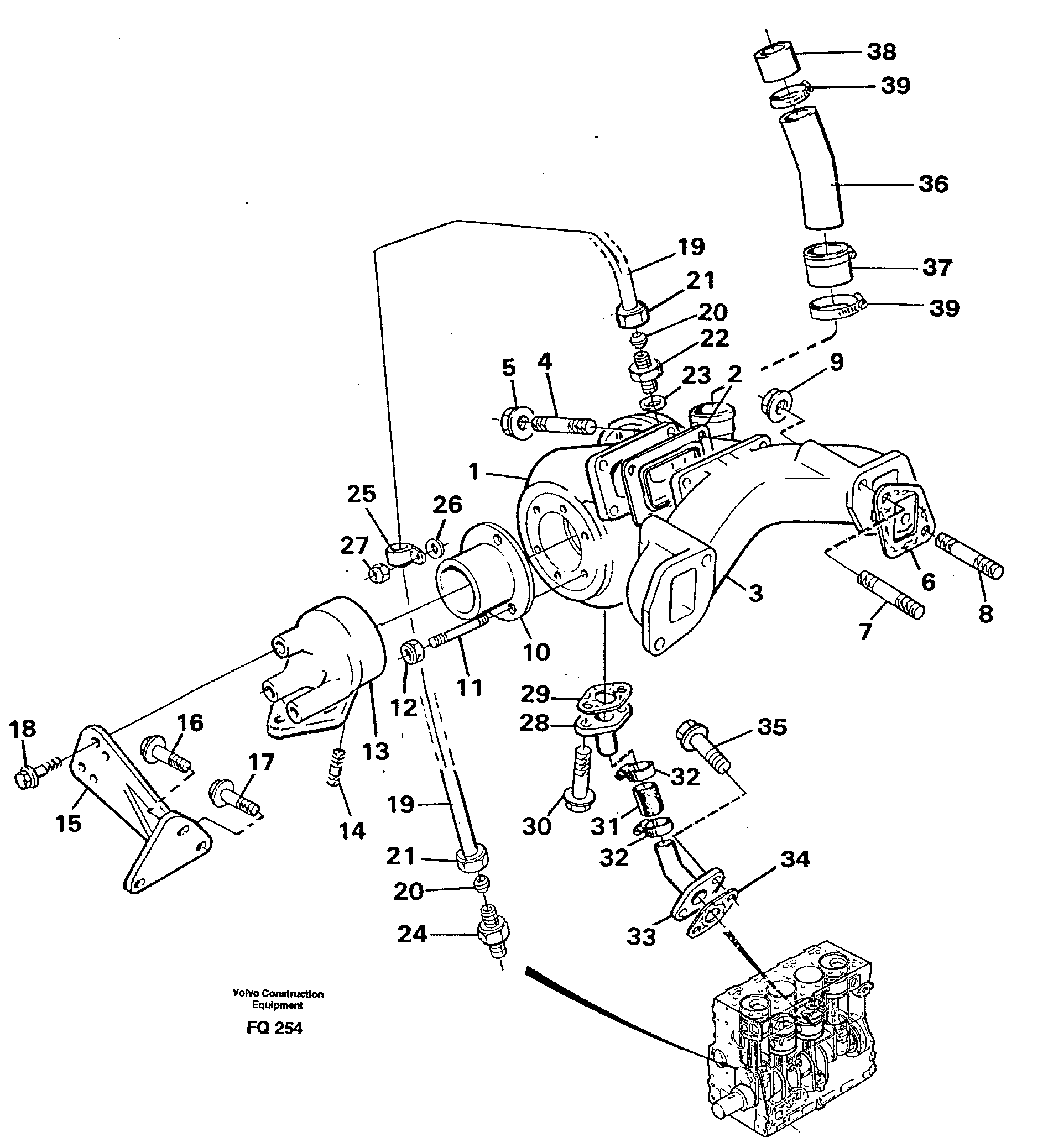 Схема запчастей Volvo EC130 - 44058 Turbocharger with exhaustmanifold EC130 ?KERMAN ?KERMAN EC130 SER NO - 103