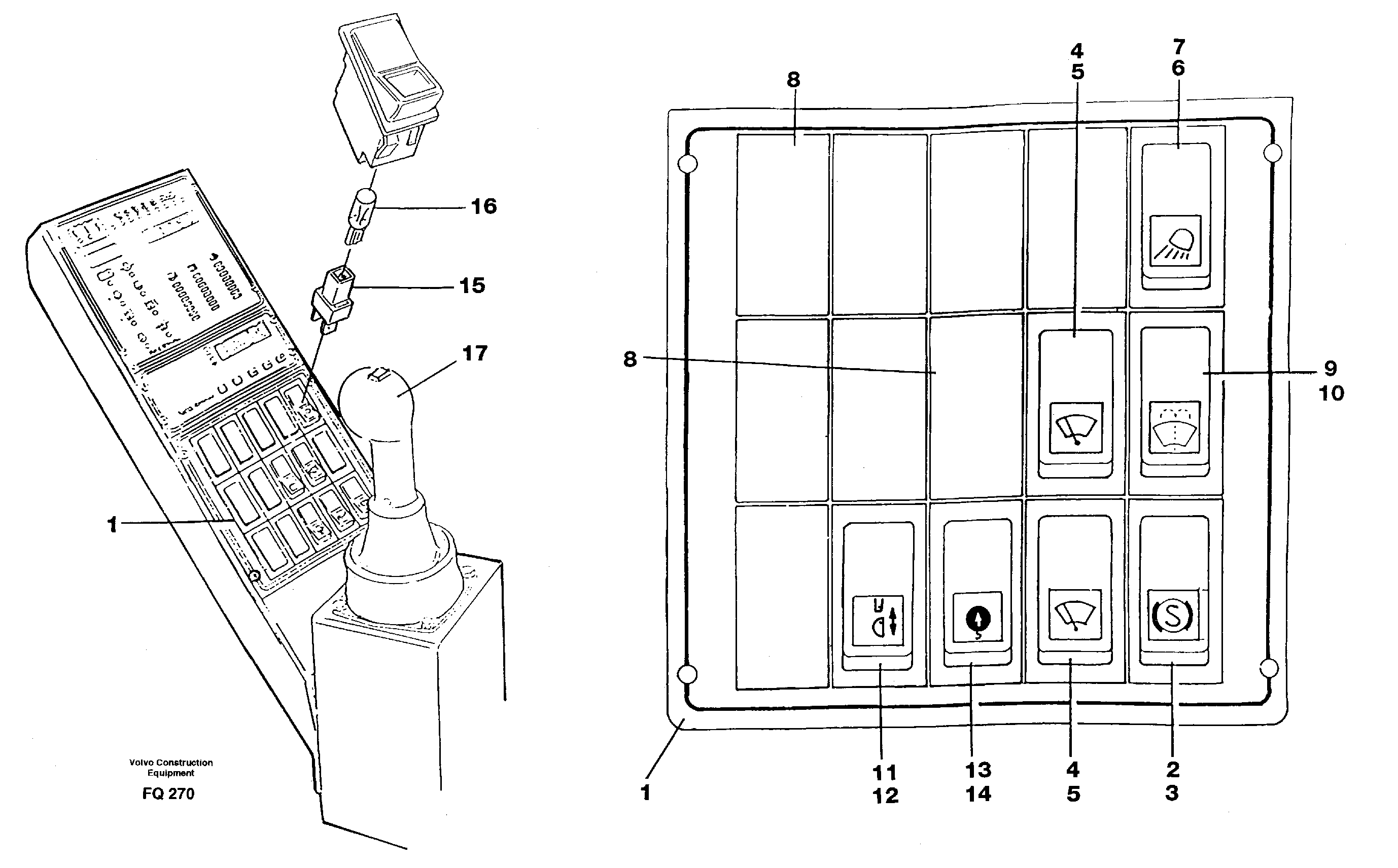 Схема запчастей Volvo EC130 - 62146 Toggle switch panel EC130 ?KERMAN ?KERMAN EC130 SER NO - 103