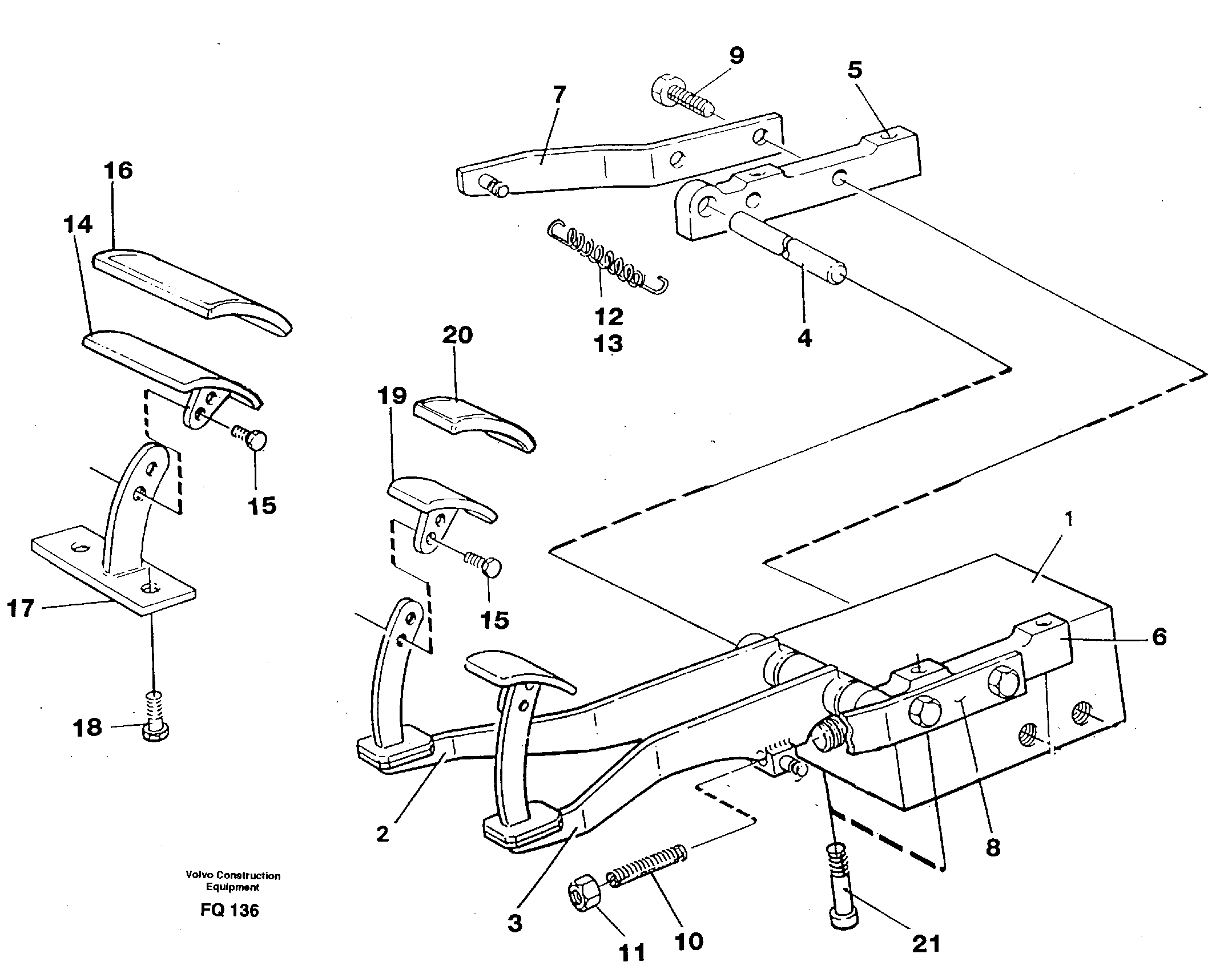 Схема запчастей Volvo EC130 - 46617 Pedal valve and foot rest EC130 ?KERMAN ?KERMAN EC130 SER NO - 103