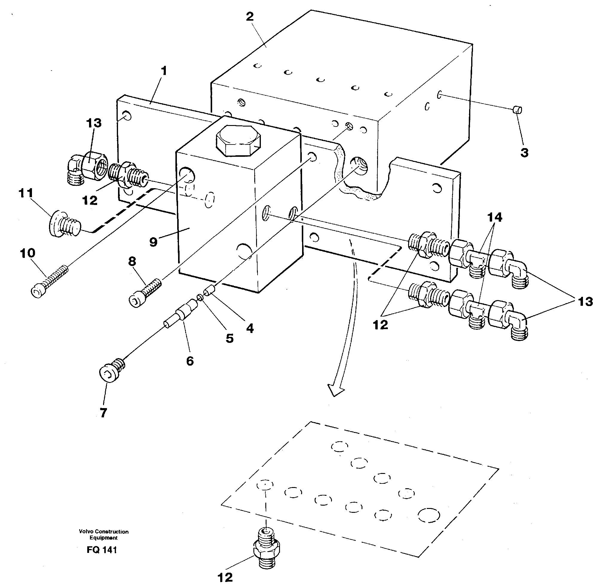 Схема запчастей Volvo EC130 - 46631 Control block, travel/servo EC130 ?KERMAN ?KERMAN EC130 SER NO - 103