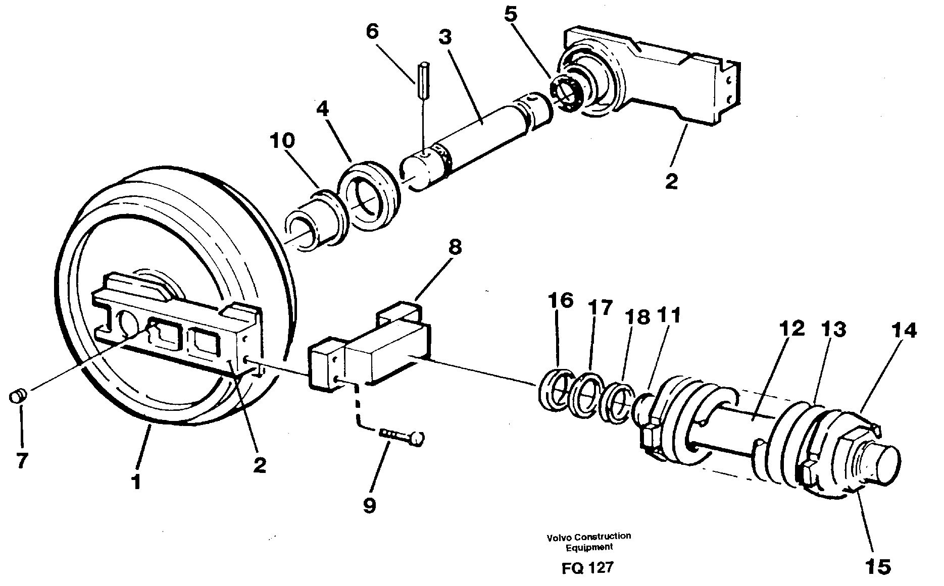 Схема запчастей Volvo EC130 - 42396 Front wheel, spring package and tension cylinder EC130 ?KERMAN ?KERMAN EC130 SER NO - 103