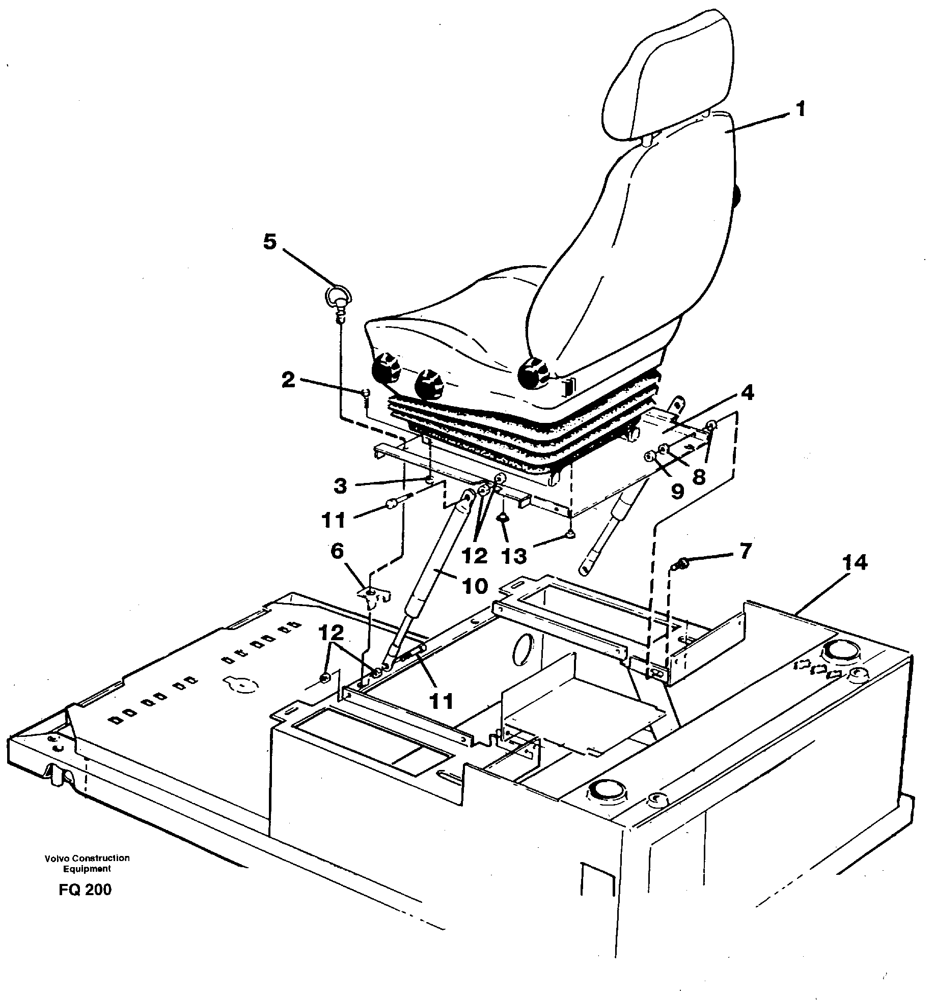 Схема запчастей Volvo EC130 - 42420 Operator seat with fitting parts EC130 ?KERMAN ?KERMAN EC130 SER NO - 103