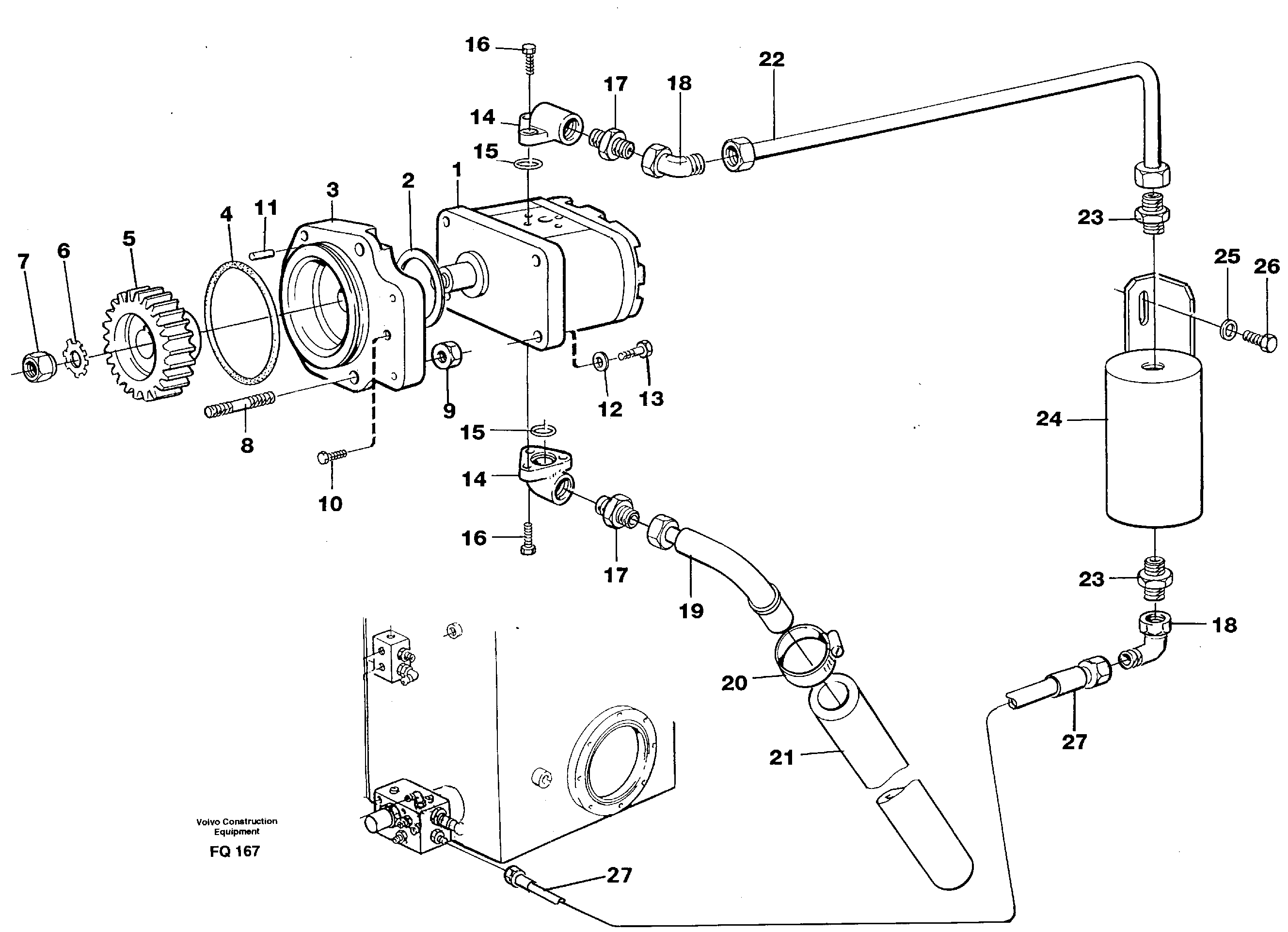 Схема запчастей Volvo EC130 - 84742 Servo pump with assembly parts EC130 ?KERMAN ?KERMAN EC130 SER NO - 103