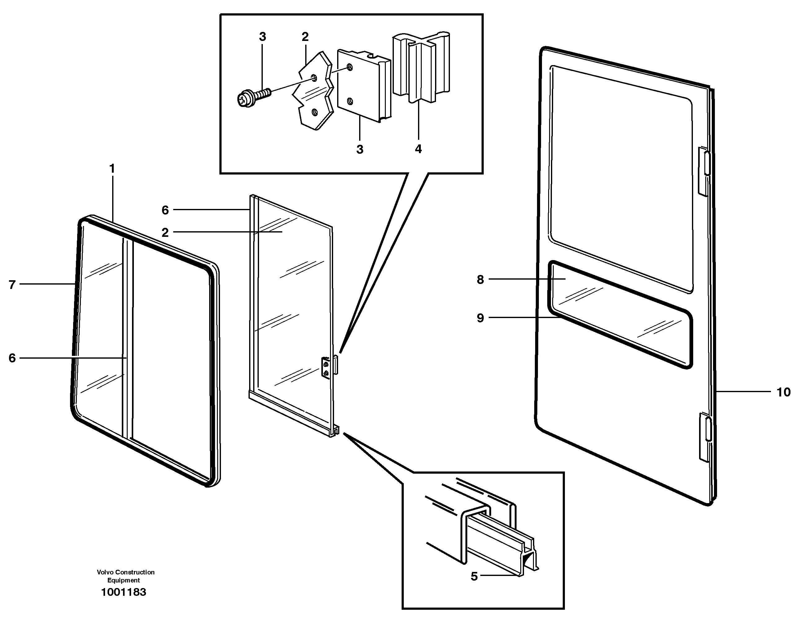 Схема запчастей Volvo EW150 - 33657 Sliding window EW150 ?KERMAN ?KERMAN EW150 SER NO - 318