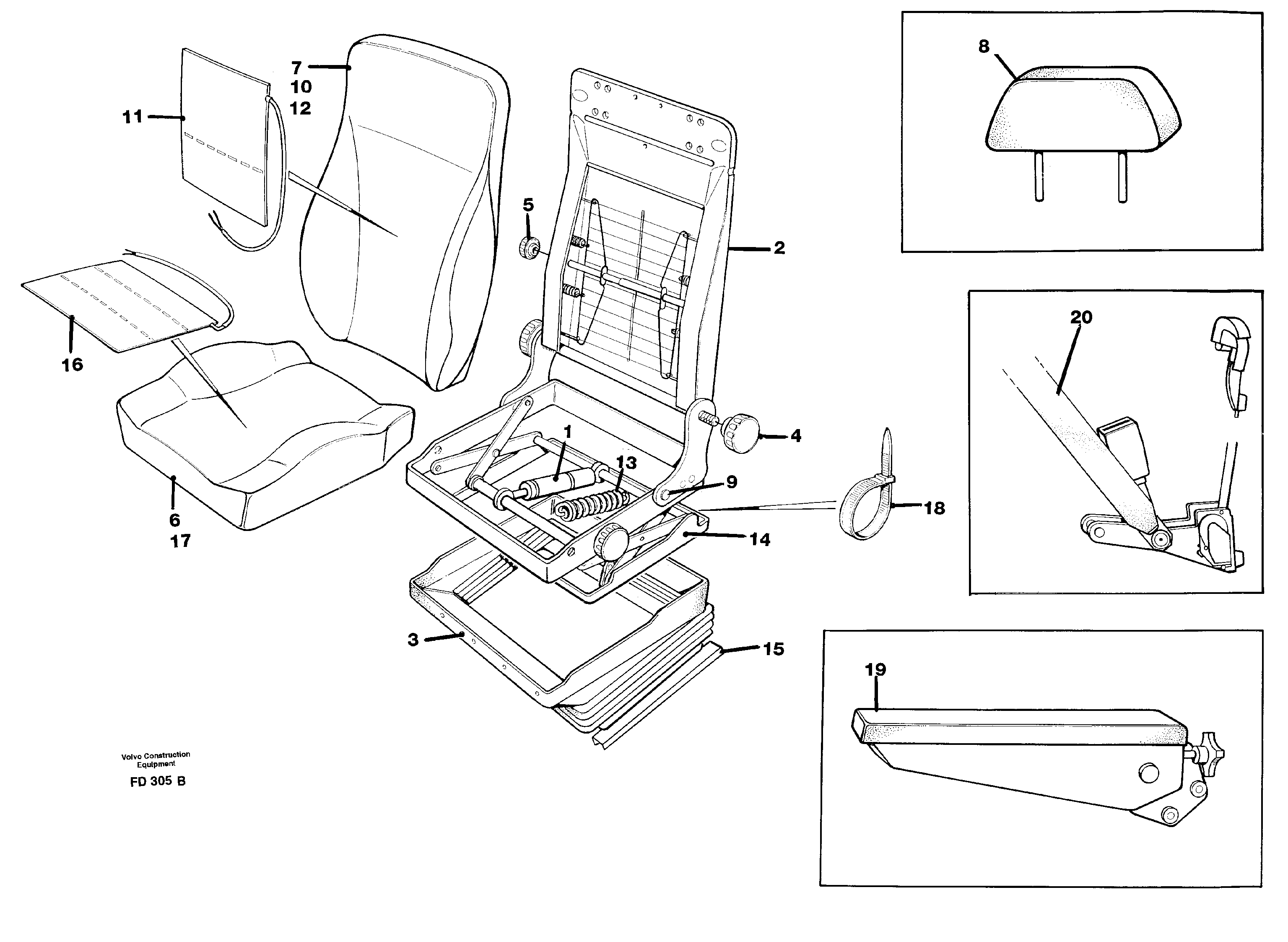 Схема запчастей Volvo EW150 - 16519 Operators seat Be-ge EW150 ?KERMAN ?KERMAN EW150 SER NO - 318