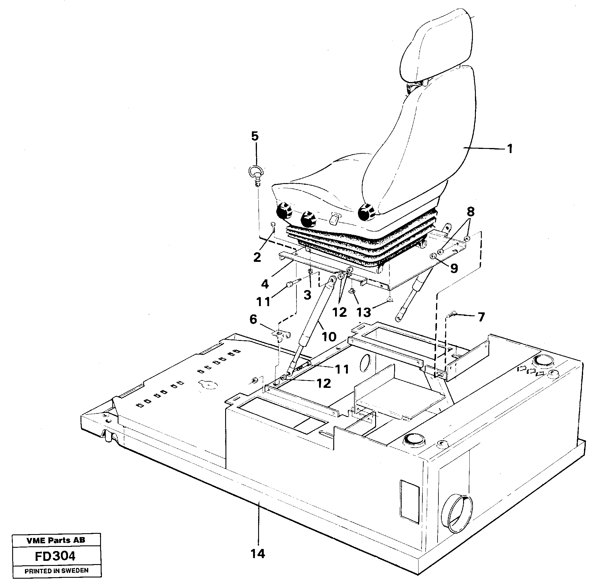 Схема запчастей Volvo EW150 - 34807 Drivers seat with fitting part EW150 ?KERMAN ?KERMAN EW150 SER NO - 318