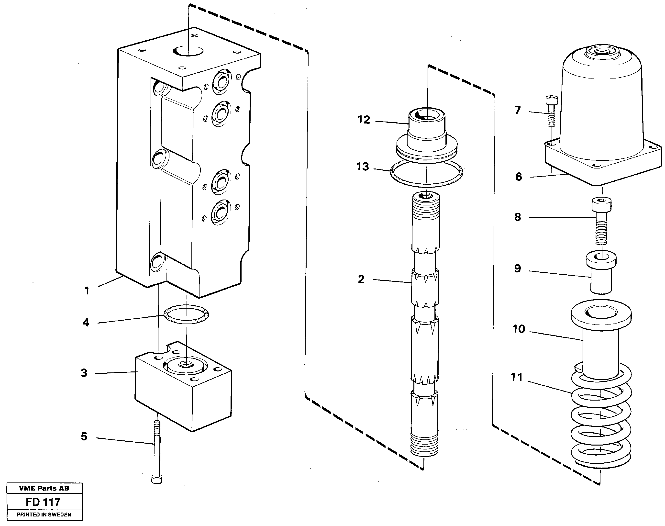 Схема запчастей Volvo EW150 - 105365 Four-way valve, dipper arm EW150 ?KERMAN ?KERMAN EW150 SER NO - 318