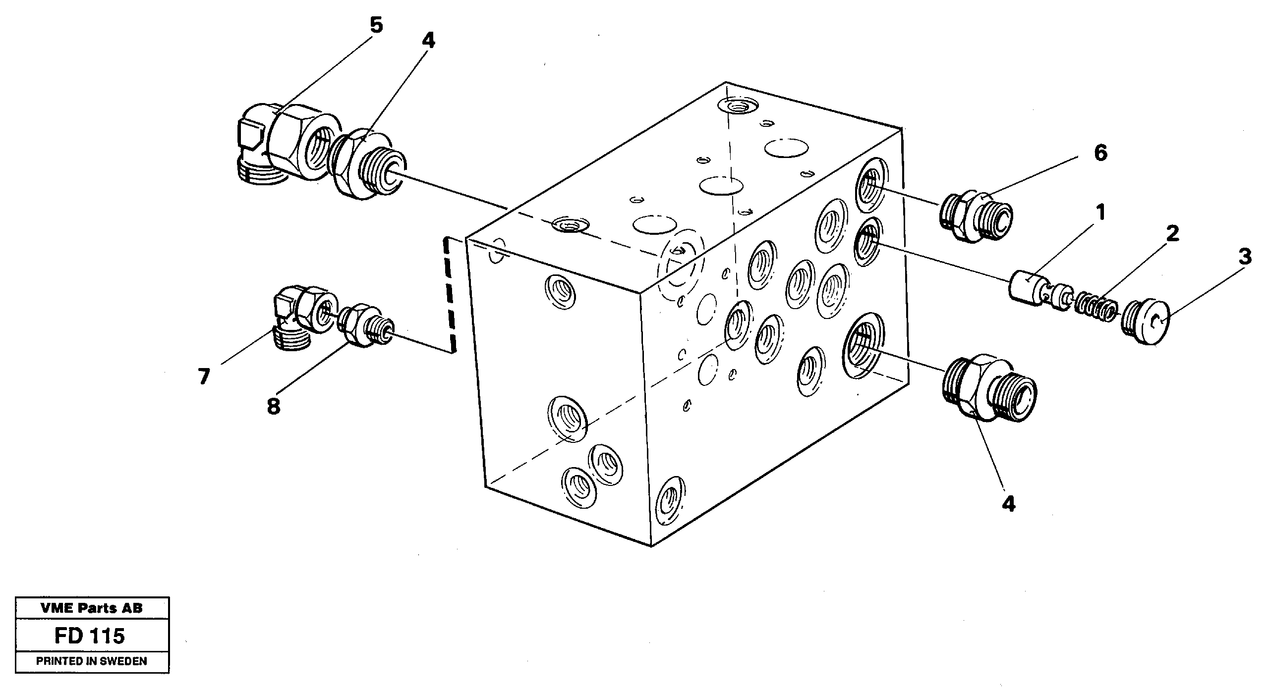 Схема запчастей Volvo EW150 - 33718 Slew valve block, fittings EW150 ?KERMAN ?KERMAN EW150 SER NO - 318