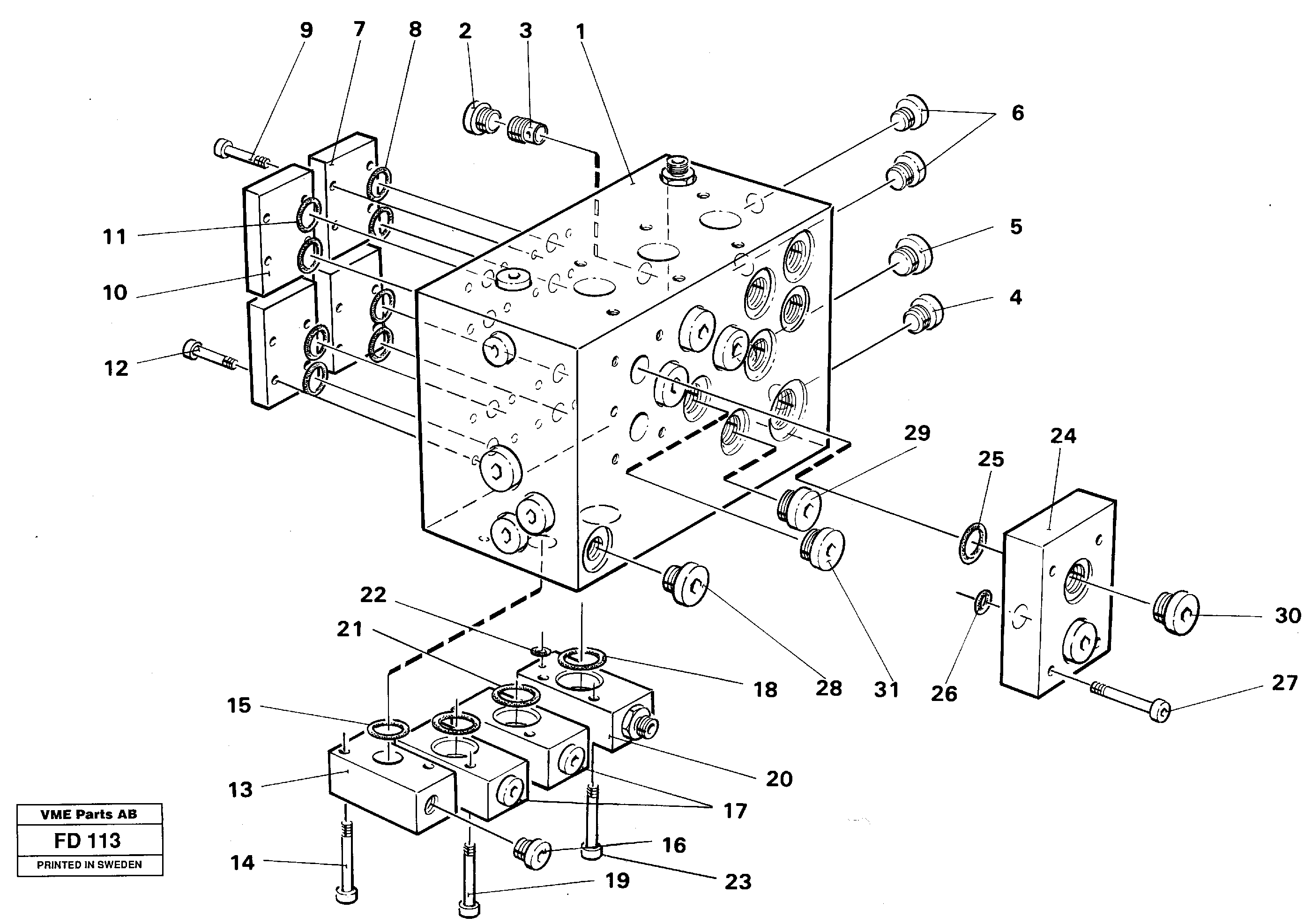 Схема запчастей Volvo EW150 - 59416 Slew valve assembly block EW150 ?KERMAN ?KERMAN EW150 SER NO - 318