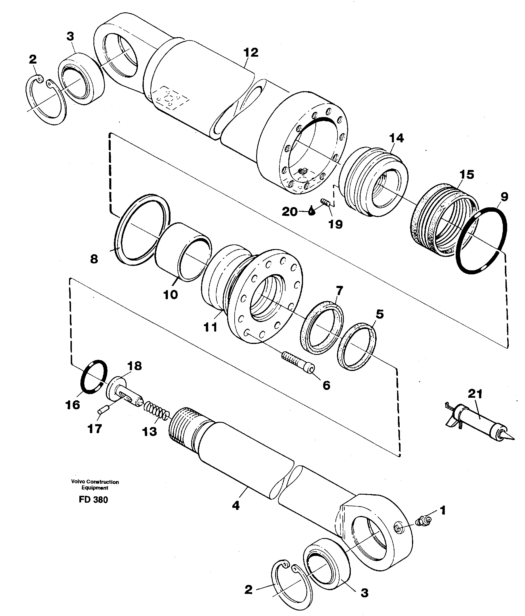 Схема запчастей Volvo EW150 - 33722 Hydraulic cylinder, stabilisor EW150 ?KERMAN ?KERMAN EW150 SER NO - 318