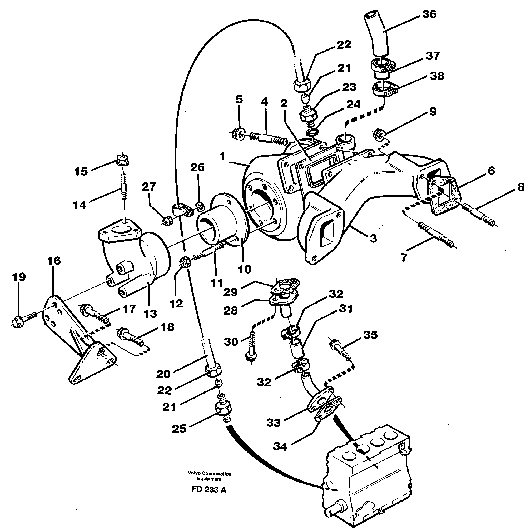 Схема запчастей Volvo EW150 - 27533 Turbocharger with exhaustmanifold EW150 ?KERMAN ?KERMAN EW150 SER NO - 318