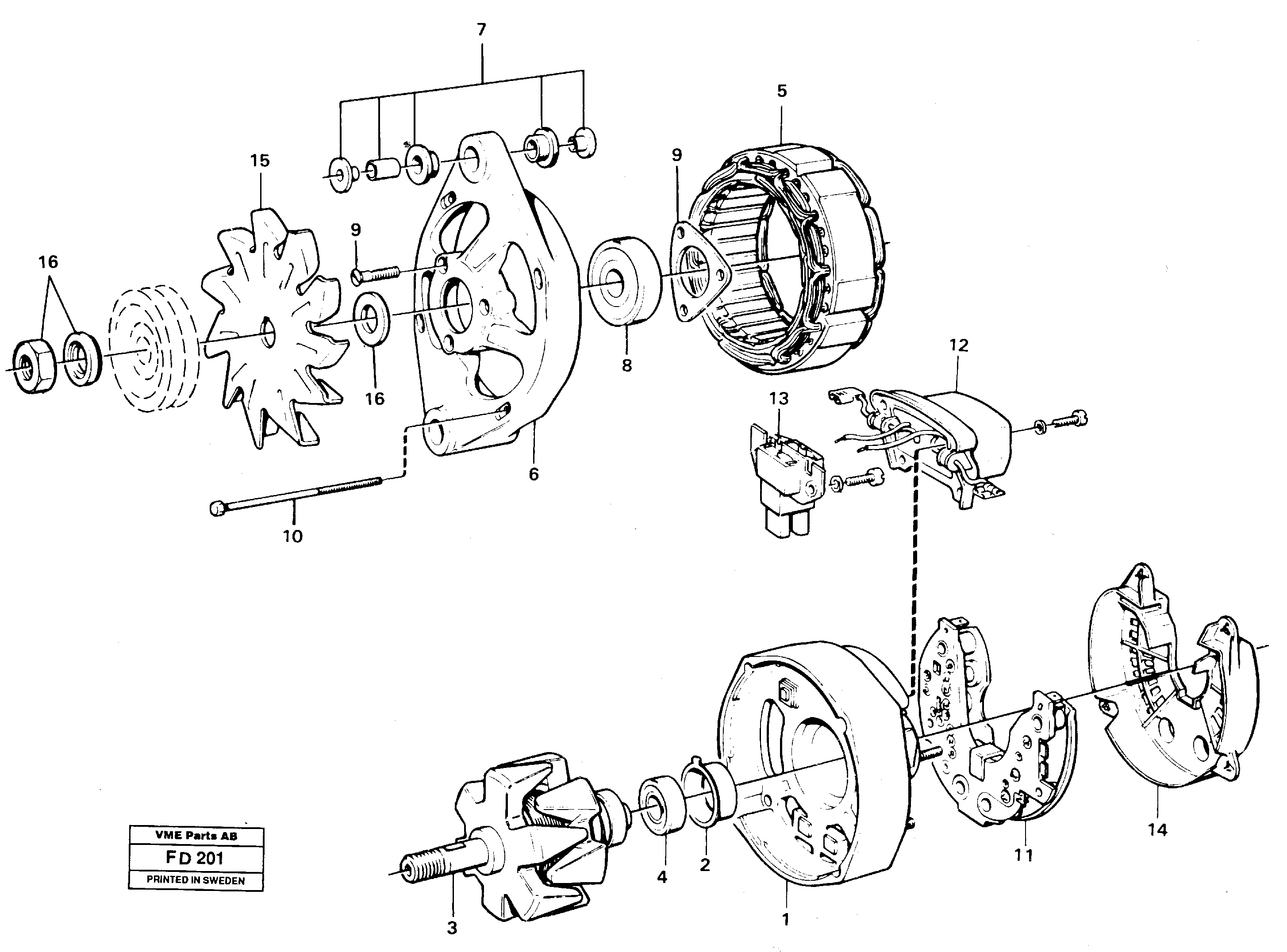 Схема запчастей Volvo EW150 - 16639 Alternator EW150 ?KERMAN ?KERMAN EW150 SER NO - 318