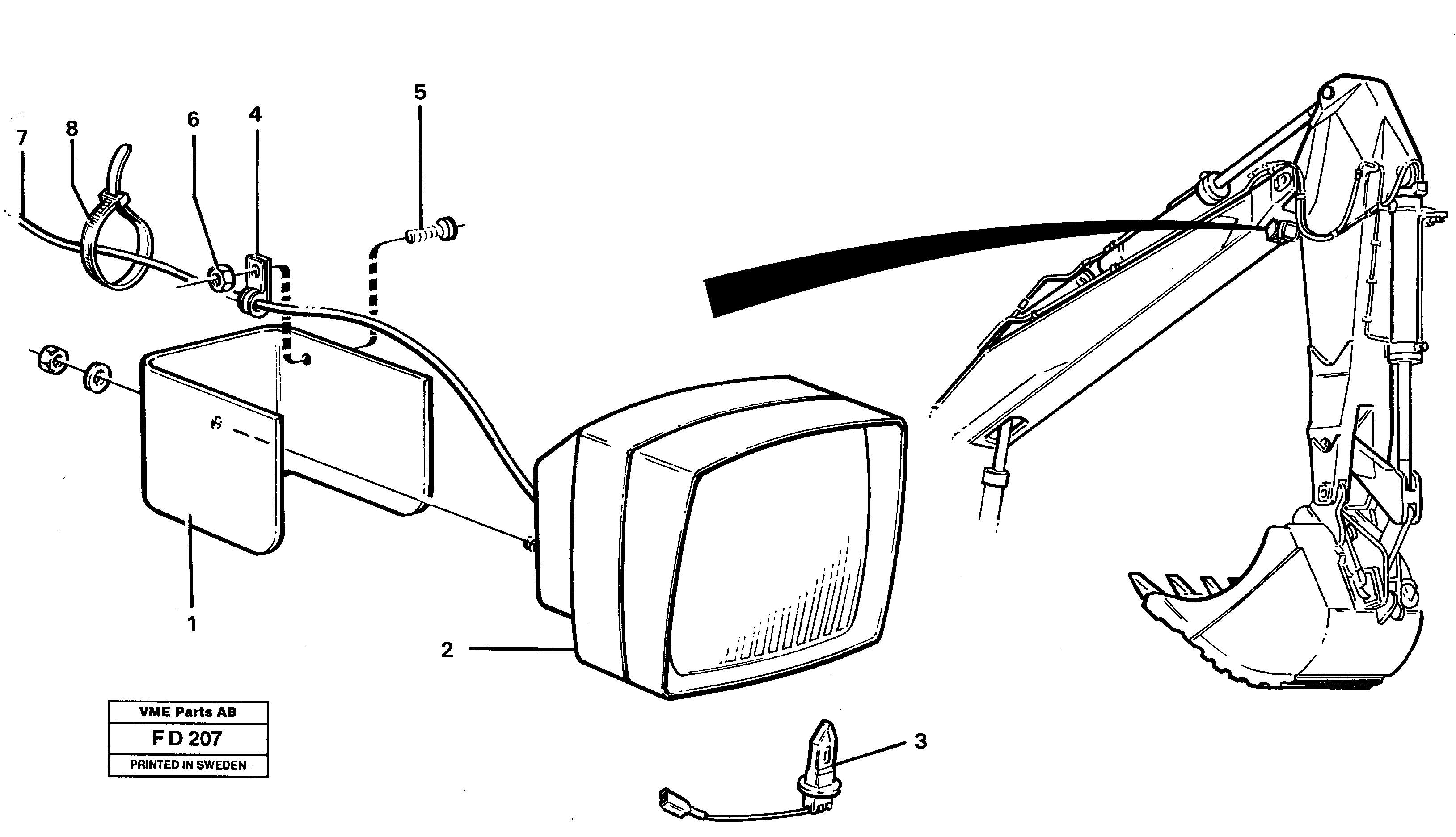 Схема запчастей Volvo EW150 - 34762 Working lamp on boom EW150 ?KERMAN ?KERMAN EW150 SER NO - 318